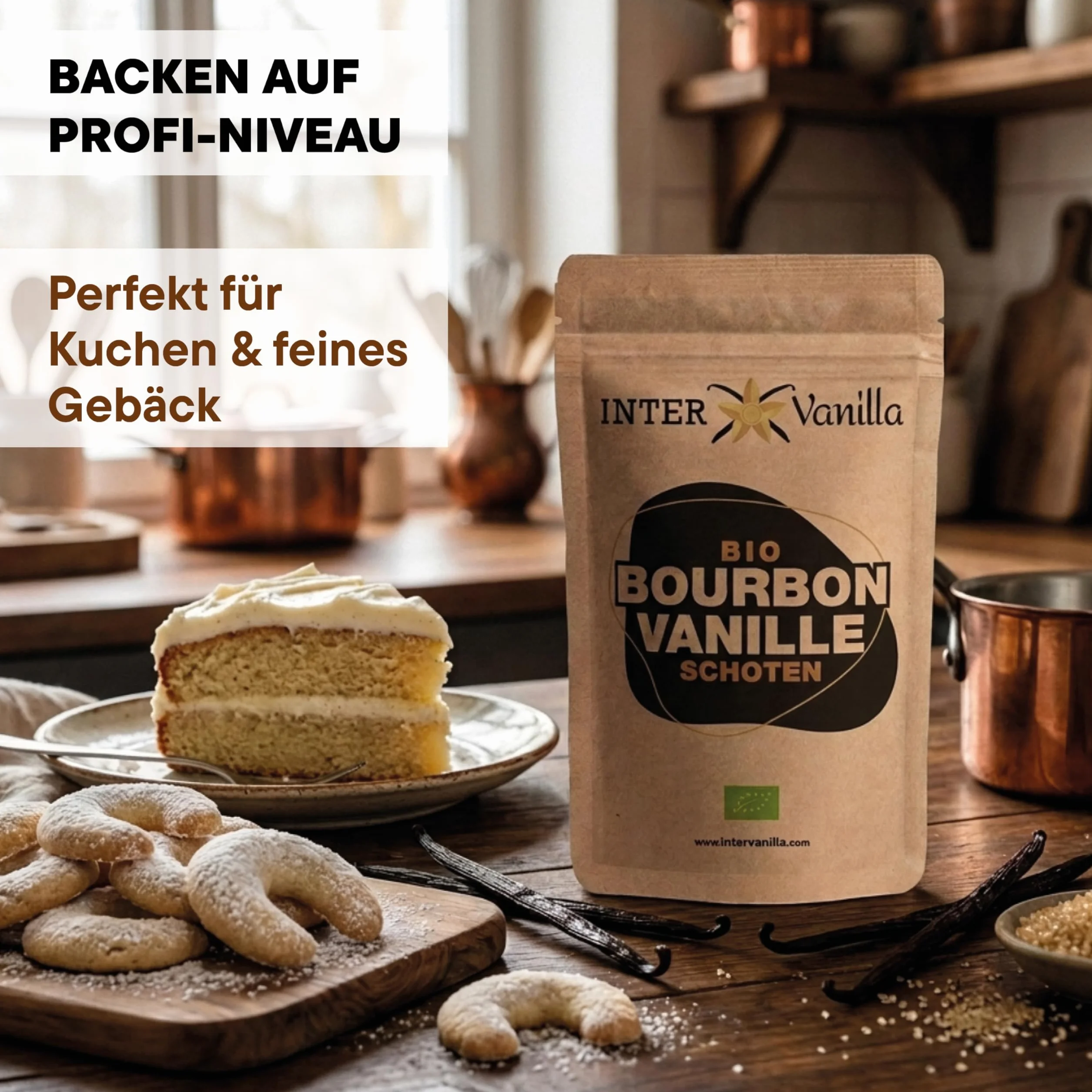 InterVanilla BIO Bourbon płatki wanilii, 6 sztuk, 12-13 cm, bourbon wanilia jakość premium A, z Madagaskaru