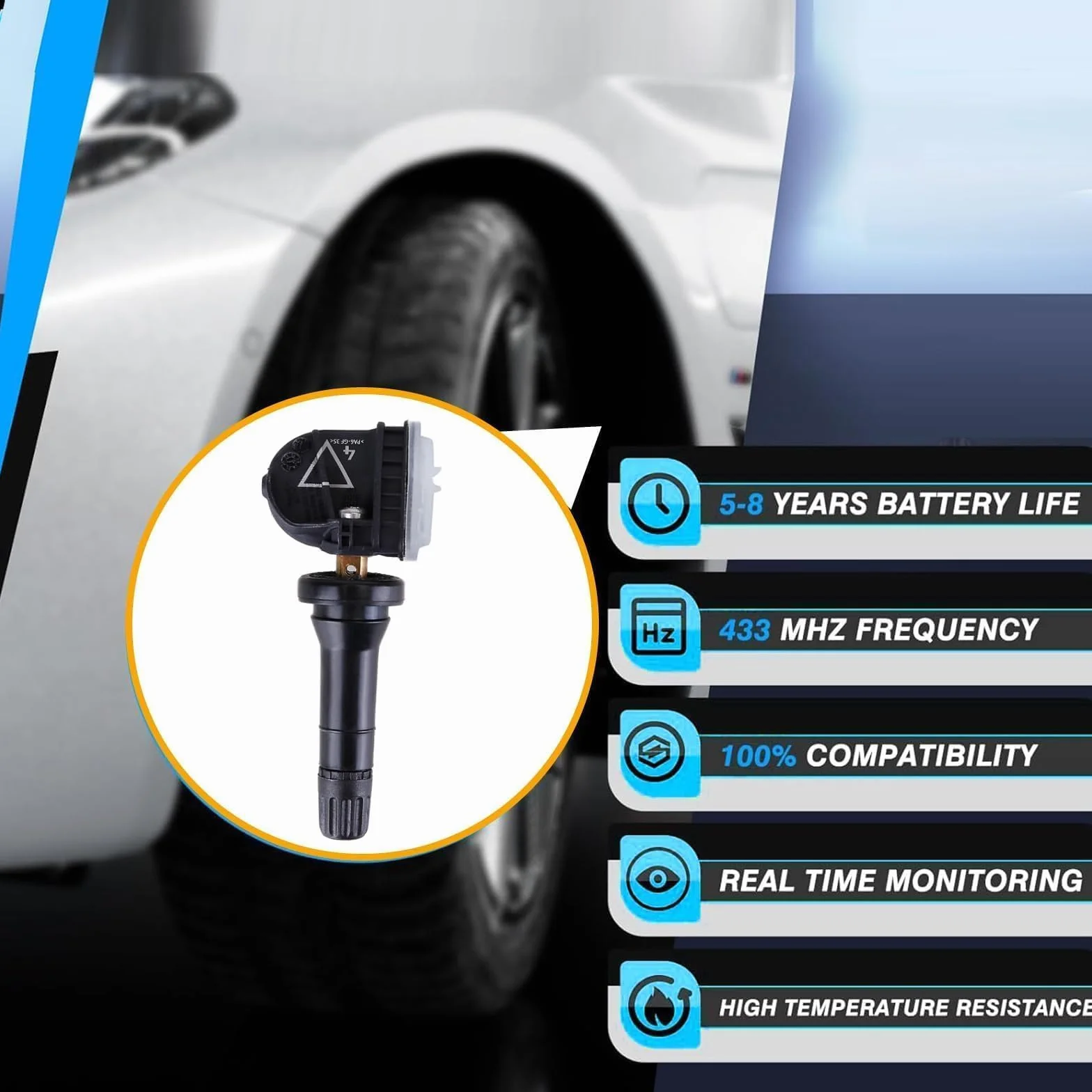 ANBOO 4 sztuki czujnik ciśnienia w oponach TPMS 433 MHz do Opel Mokka, Insignia, Corsa, Antara, Zafira - w zestawie numery OE 13506028, 13594222, 13598773