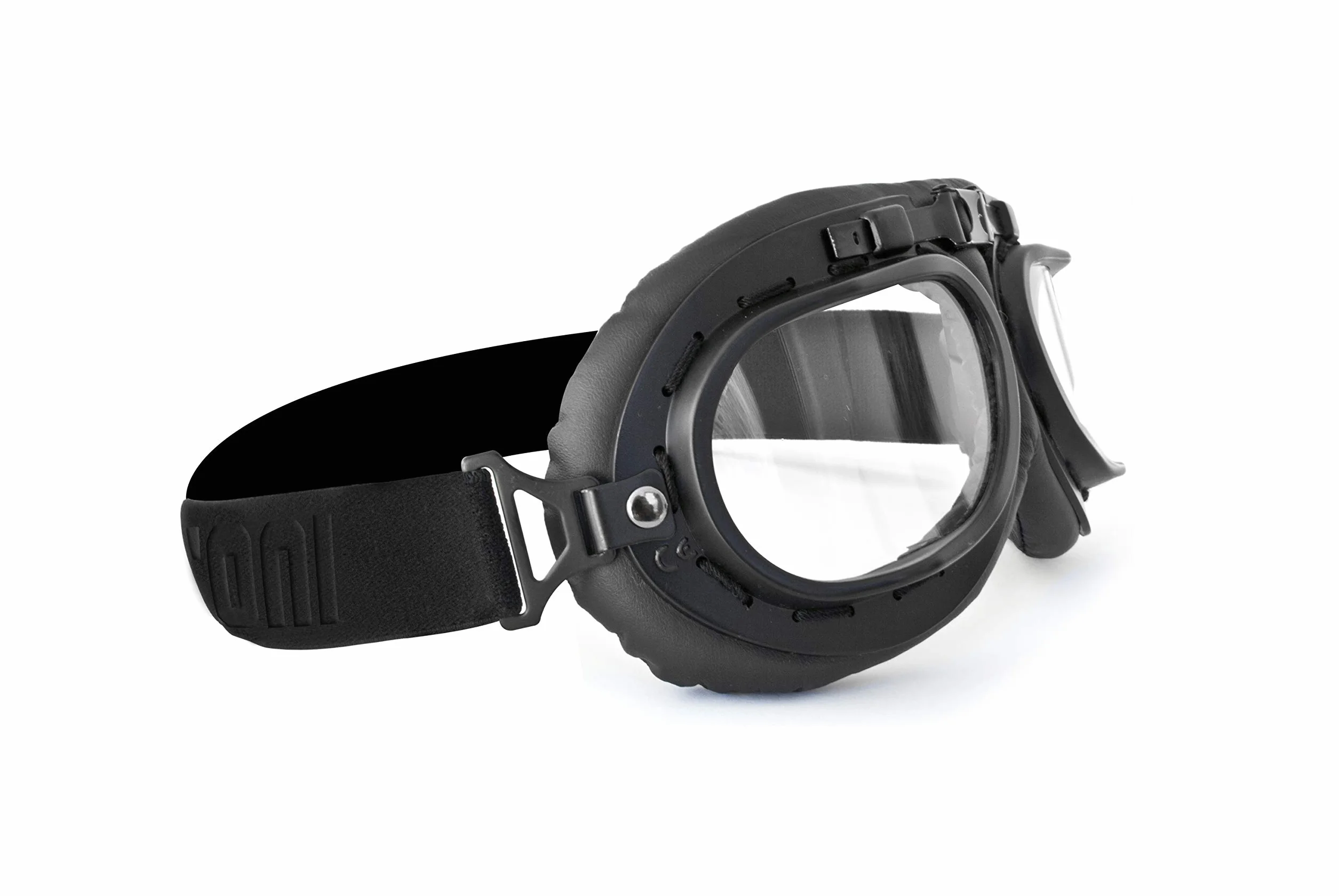 BERTONI Gogle motocyklowe Vintage Aviator Style - Mat Black - AF195 Gogle motocyklowe