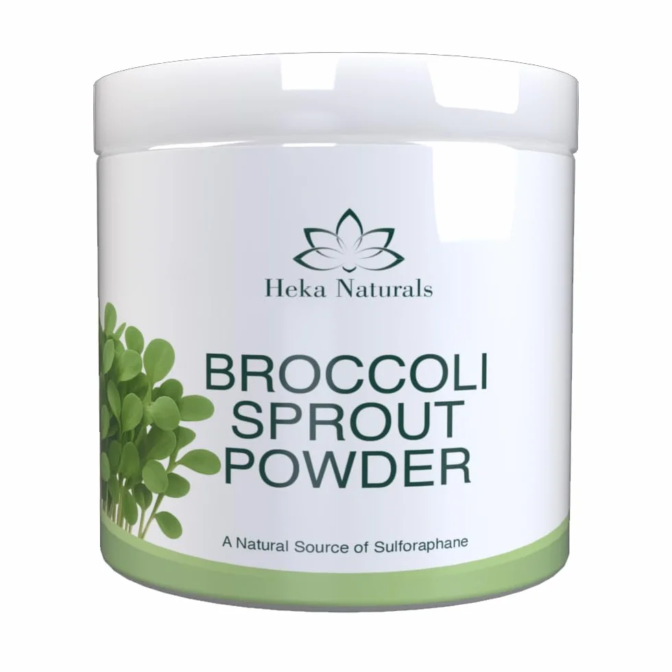 Heka Naturals Ekologiczny Proszek z Kiełków Brokuła - 100% Czysty Superfood z Kiełkowanych Nasion - Bogaty w Sulforafan, Wegański, Bez GMO i Dodatków - 400g
