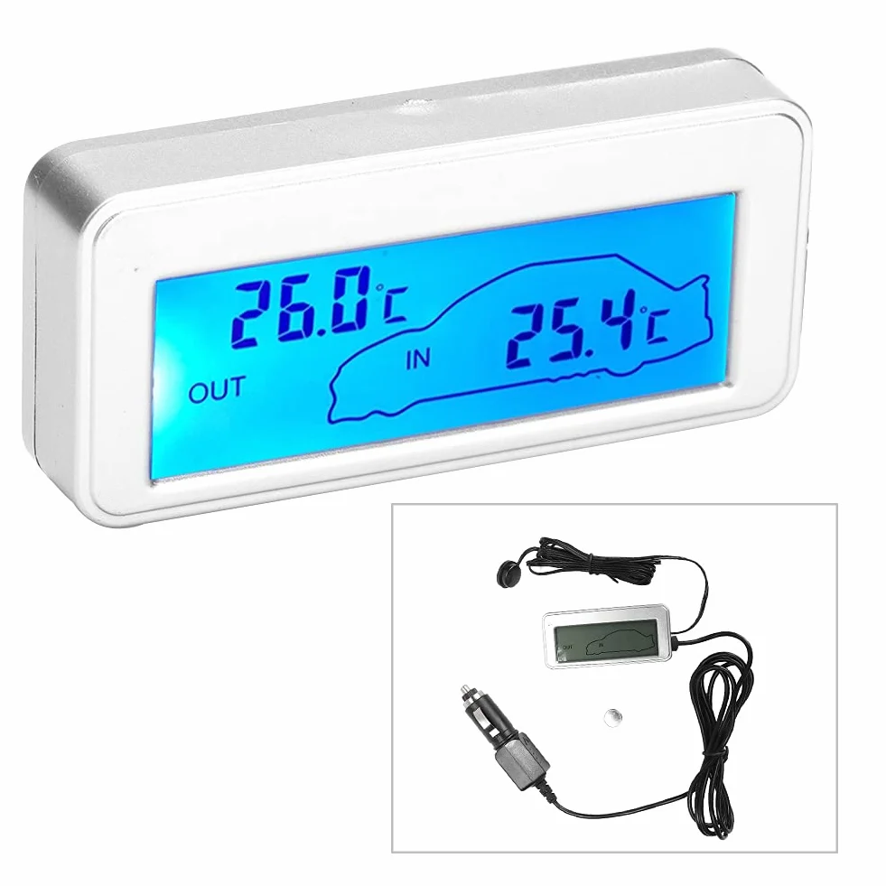 Termometr Samochodowy, Samochodowy Cyfrowy Wyświetlacz LCD 12 V Kryty Termometr Zewnętrzny czułość Miernik Temperatury