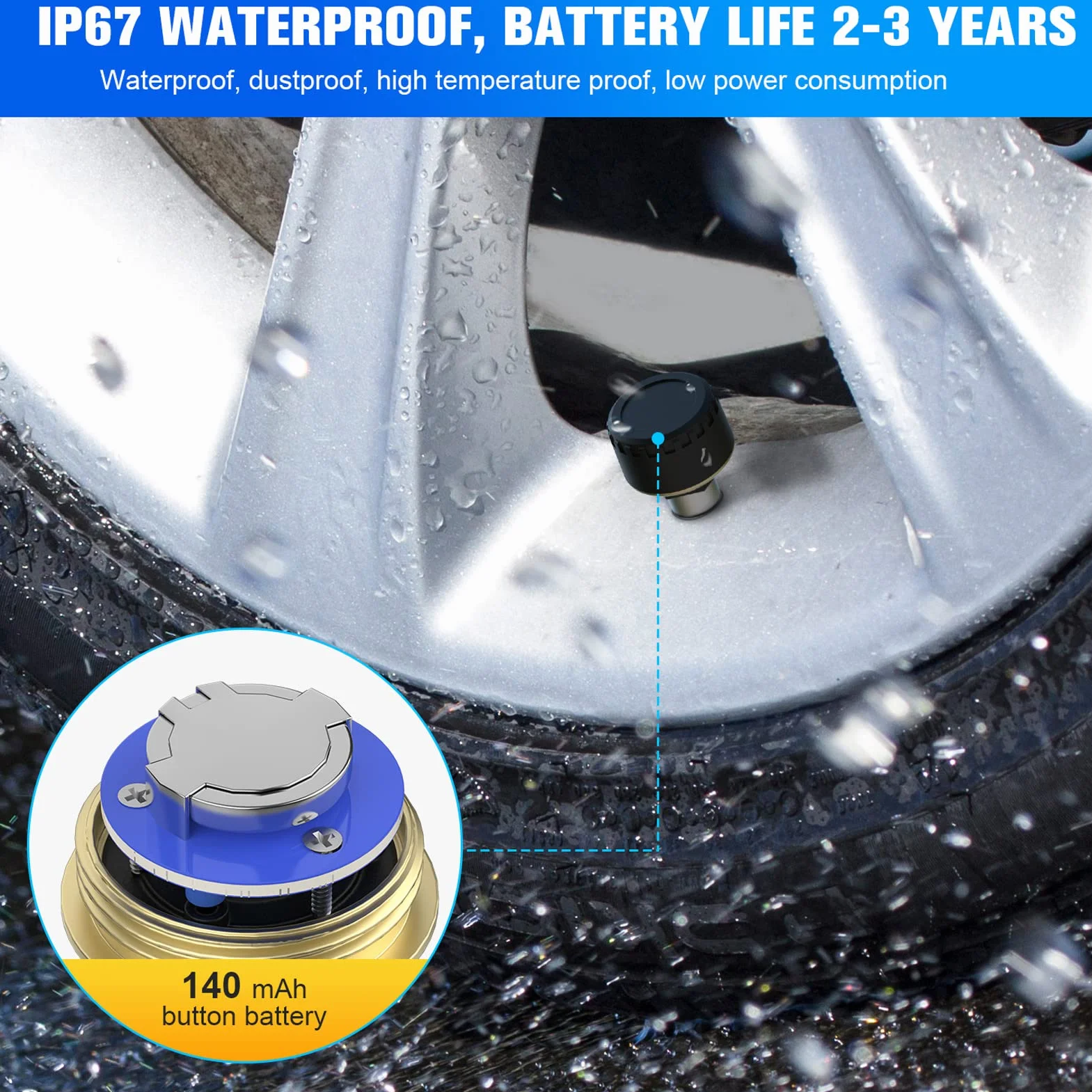 Monitor CiśNienia w Oponach, System Monitorowania CiśNienia w Oponach TPMS 4 Czujniki ZewnęTrzne WyśWietlacz Temperatury w Czasie Rzeczywistym CiśNienie 0 do 100PSI dla Przyczepy RV Samochodu