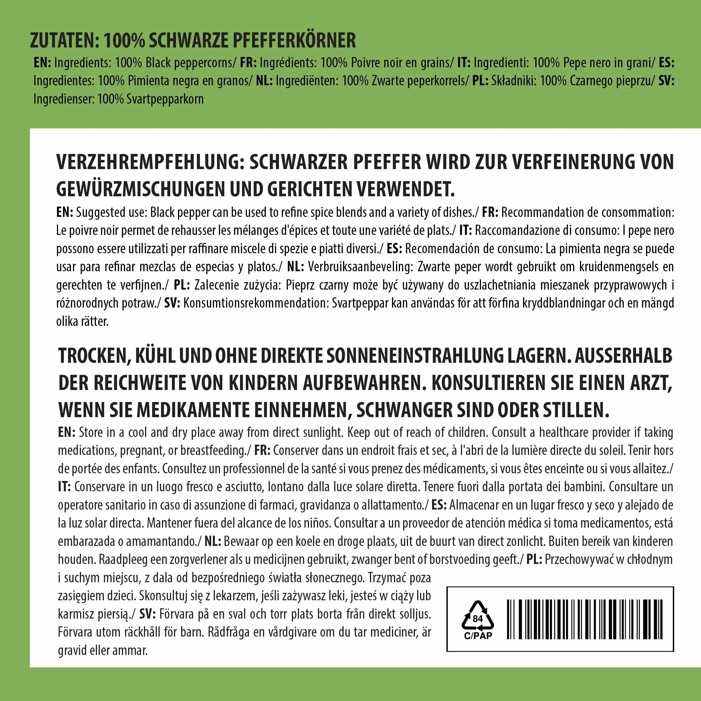 Alpi Nature Czarny Pieprz Całe Ziarna 1kg