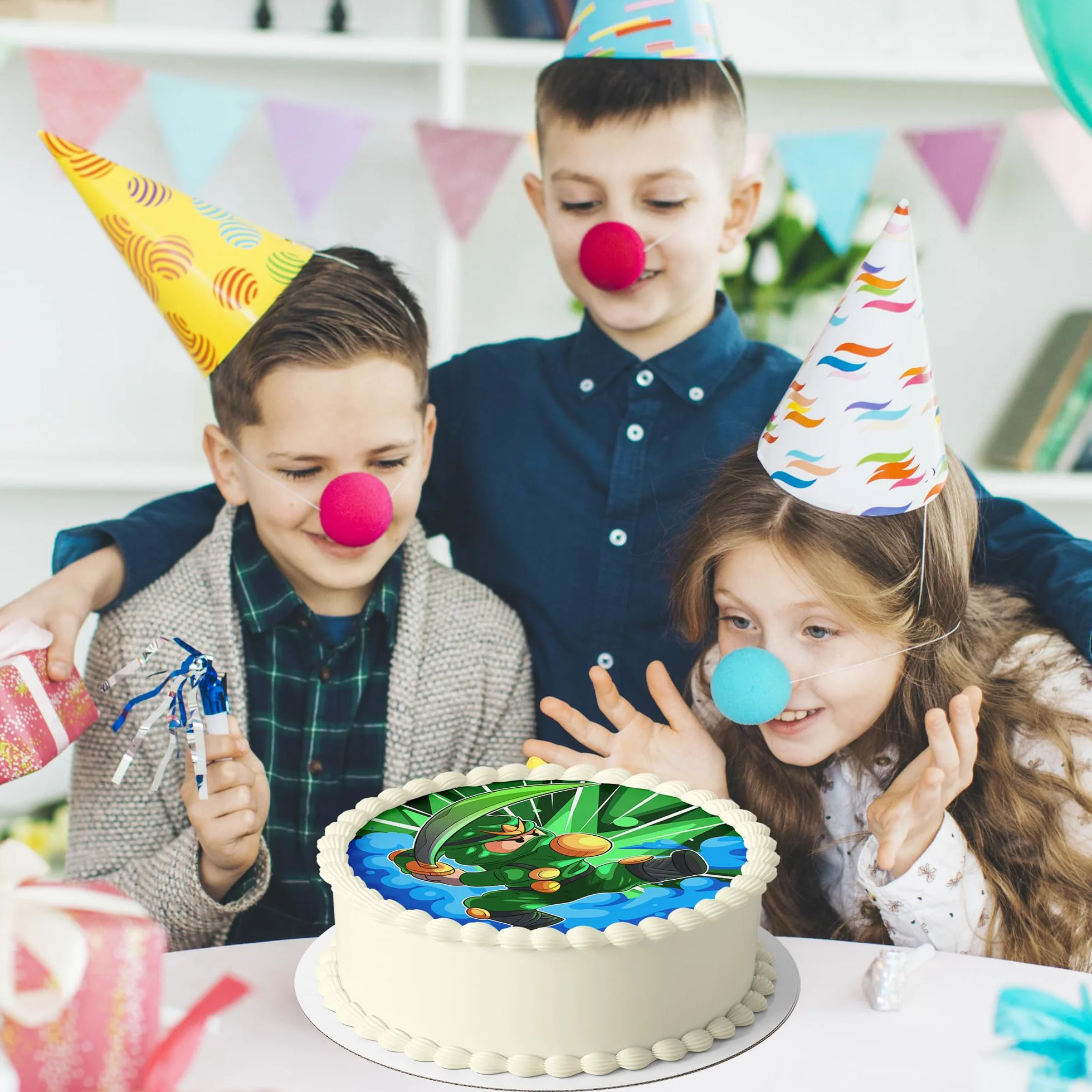 J&M DECO Opłatek na tort Ninja Ø20 cm – jadalna dekoracja urodzinowa z motywem wojownika – topper tortowy dla dzieci – bezglutenowy i wegański