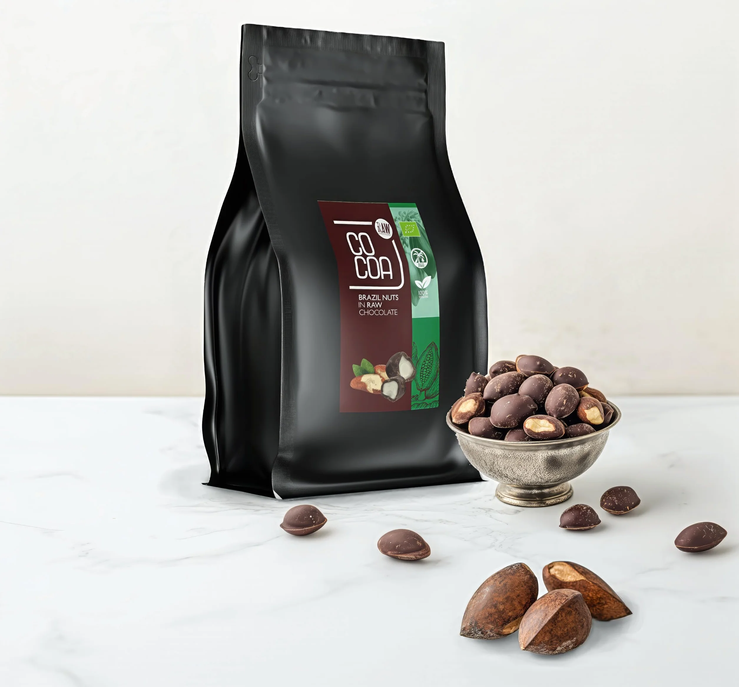 Orzechy brazylijskie w czekoladzie ciemnej 70% BIO 200g – Wegańska surowa czekolada bez rafinowanego cukru – Bez laktozy, z naturalnych składników – Zdrowe tłuszcze Omega-6