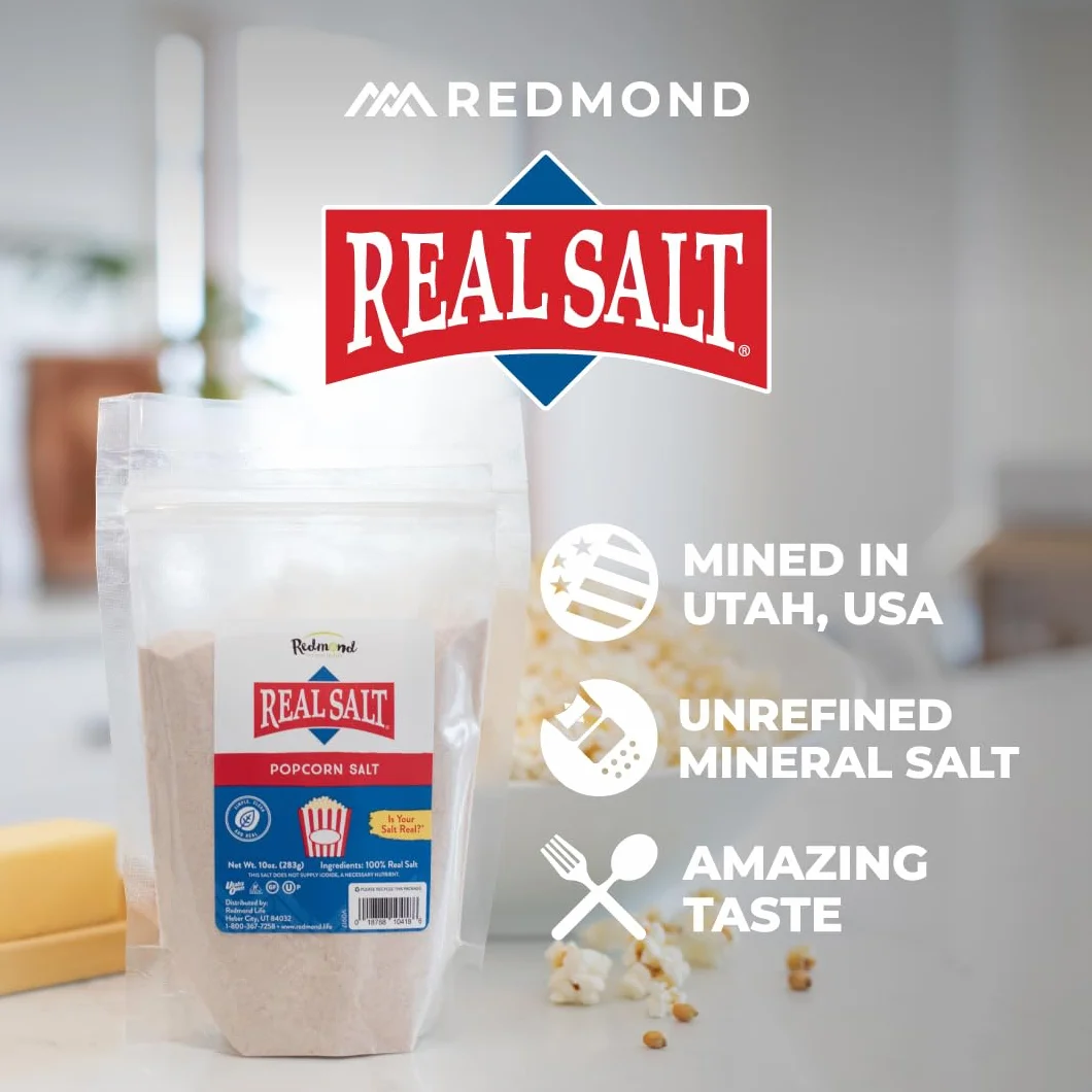 REDMOND Real Sea Salt Natural Unrefined Gluten Free Popcorn, 10 Ounce Pouch (2 Pack)