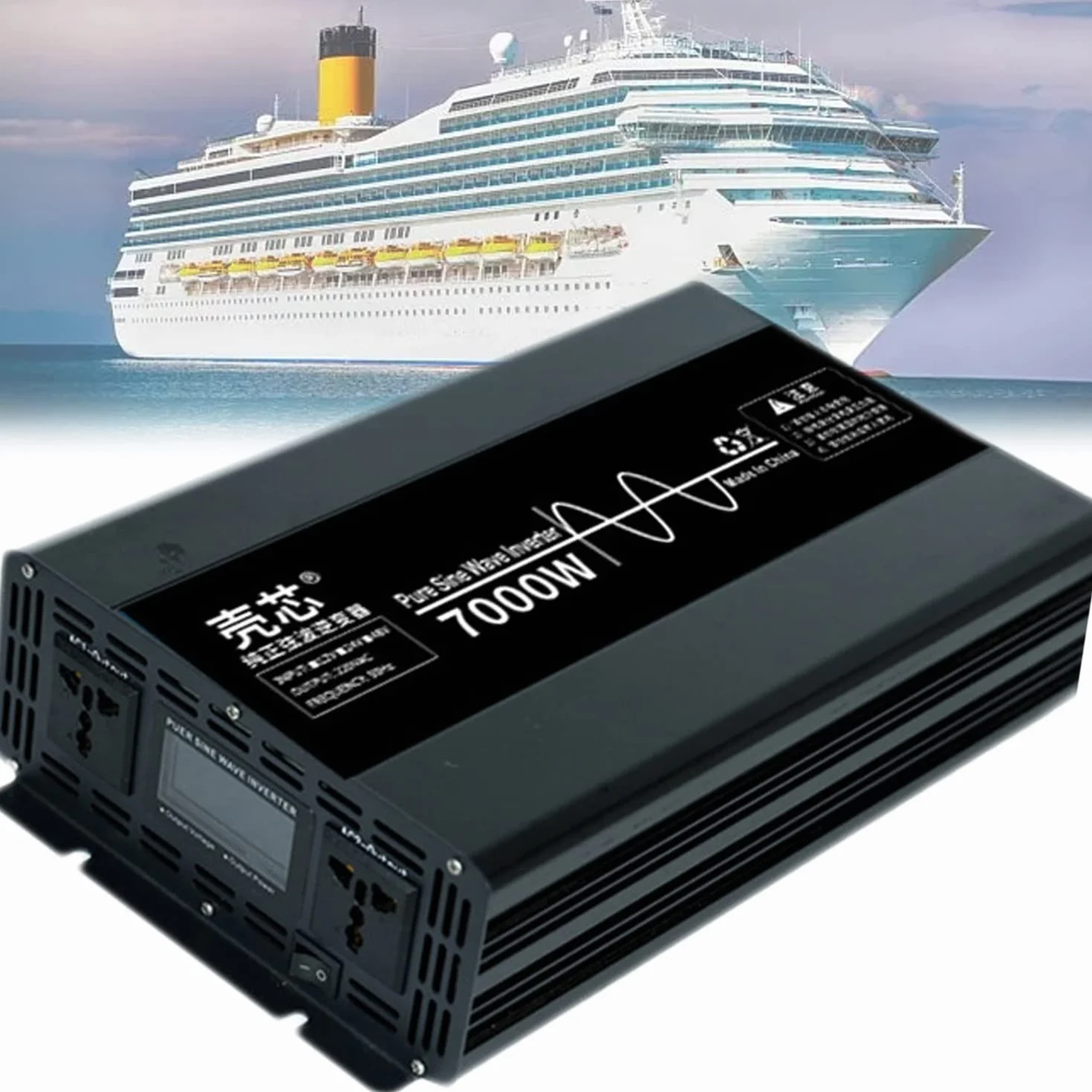 1600W/3000W/3500W/4500W/7000W/10000W samochodowa przetwornica napięcia czysta sinusoida - przetwornica samochodowa 12V/24V/48V/60V przetwornica 220V/230V - przetwornica z 2 gniazdami EU,7000W-24V