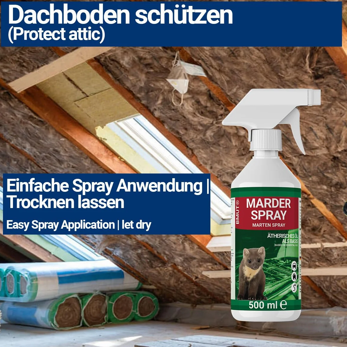 BMUT 500ml spray odstraszający kuny do samochodu, strychu i garażu, natychmiastowy i długotrwały, odstraszacz kun i obrona przed kunami