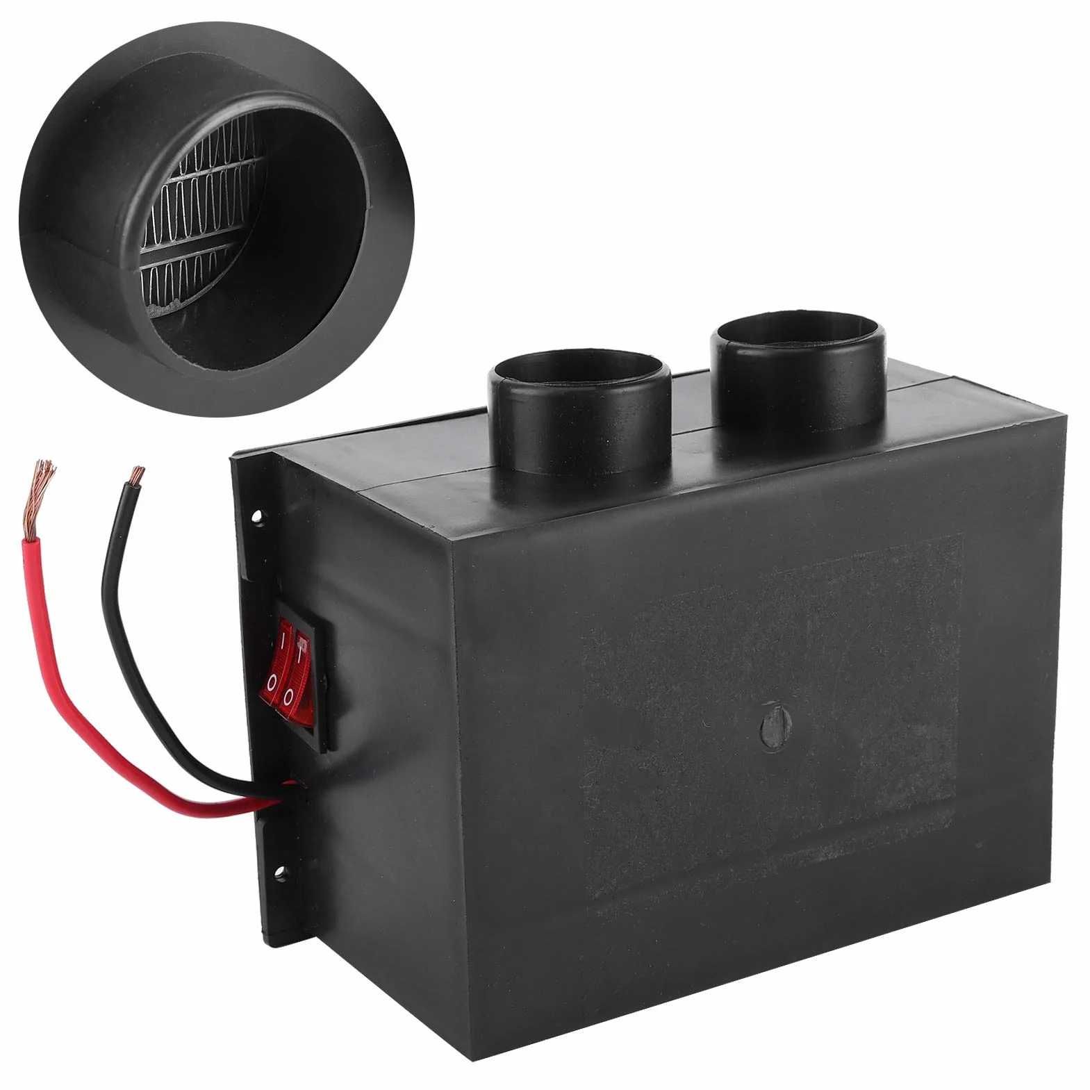 Ogrzewacz Samochodowy, 12V 600W Podgrzewacz Samochodowy 2 Otwory Przenośny Zimowy Szybkie Ogrzewanie Cieplej Usuwanie Szronu Bezgłośne Uniwersalne