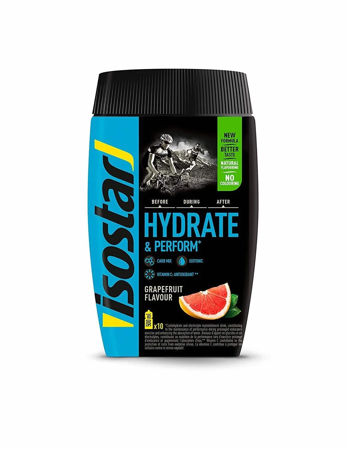 Isostar Hydrate & Perform grejpfrut - pomarańczowy - proszek | 2 sztuki w opakowaniu + oryginalna butelka na napoje 1000 ml |