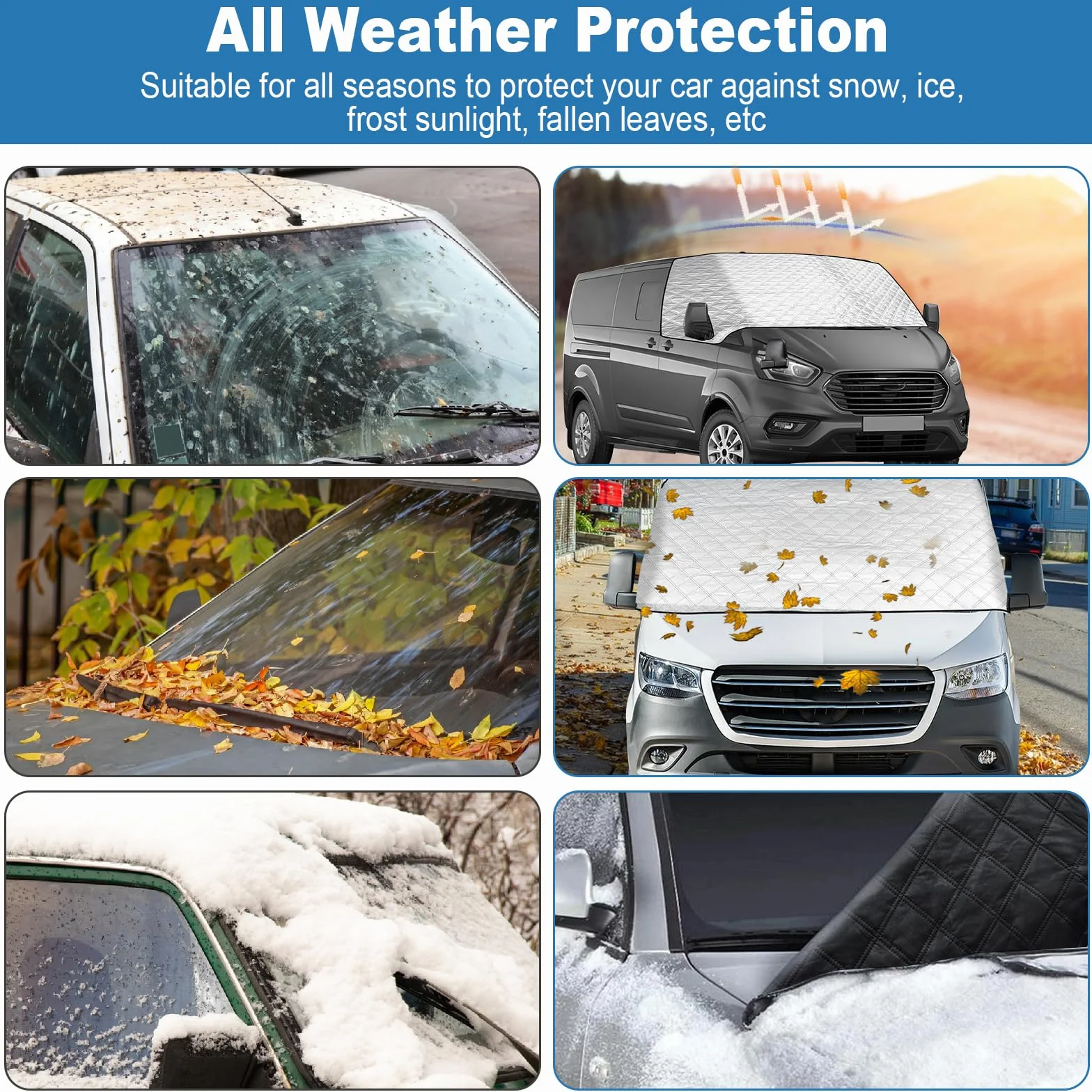 Osłona na przednią szybę do Benz Vito W447 2015-2024, z wewnętrzną bawełną, zewnętrzna, termiczna osłona przedniej szyby, składana osłona przedniej szyby samochodu, 100% zaciemnienie,