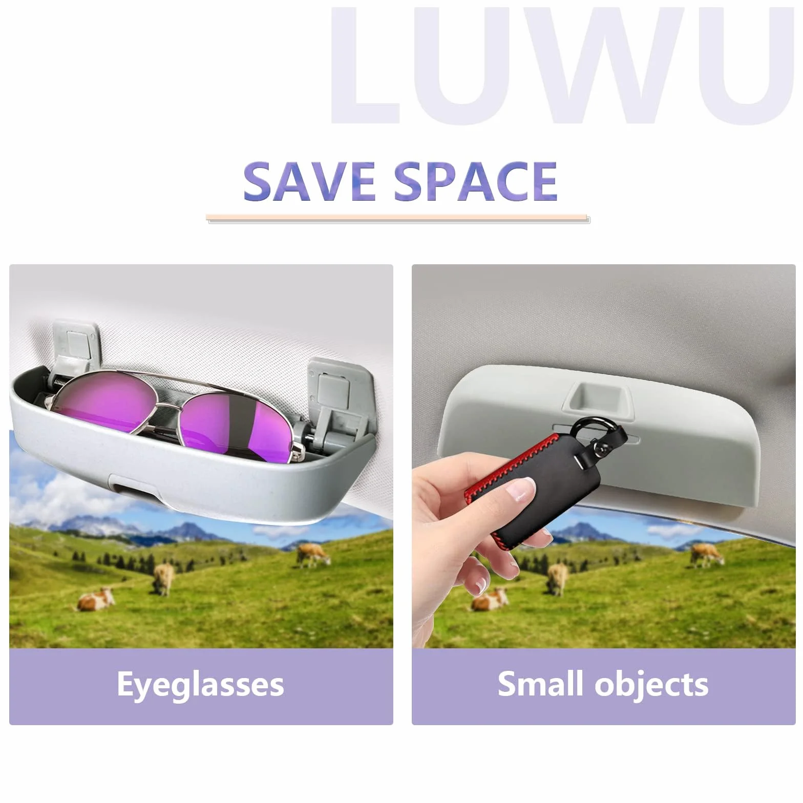 LUWU Uchwyt na okulary słoneczne do samochodu dla VW Golf 8 ID.3 ID.4 Passat b9 / Cuprα Born/Skodα Enyaq iV/Octavia 4 / A-UDI Q4 e-tron 2020-2024 2025, Golf 8 GTI GTE GTD MK8 akcesoria do wnętrza