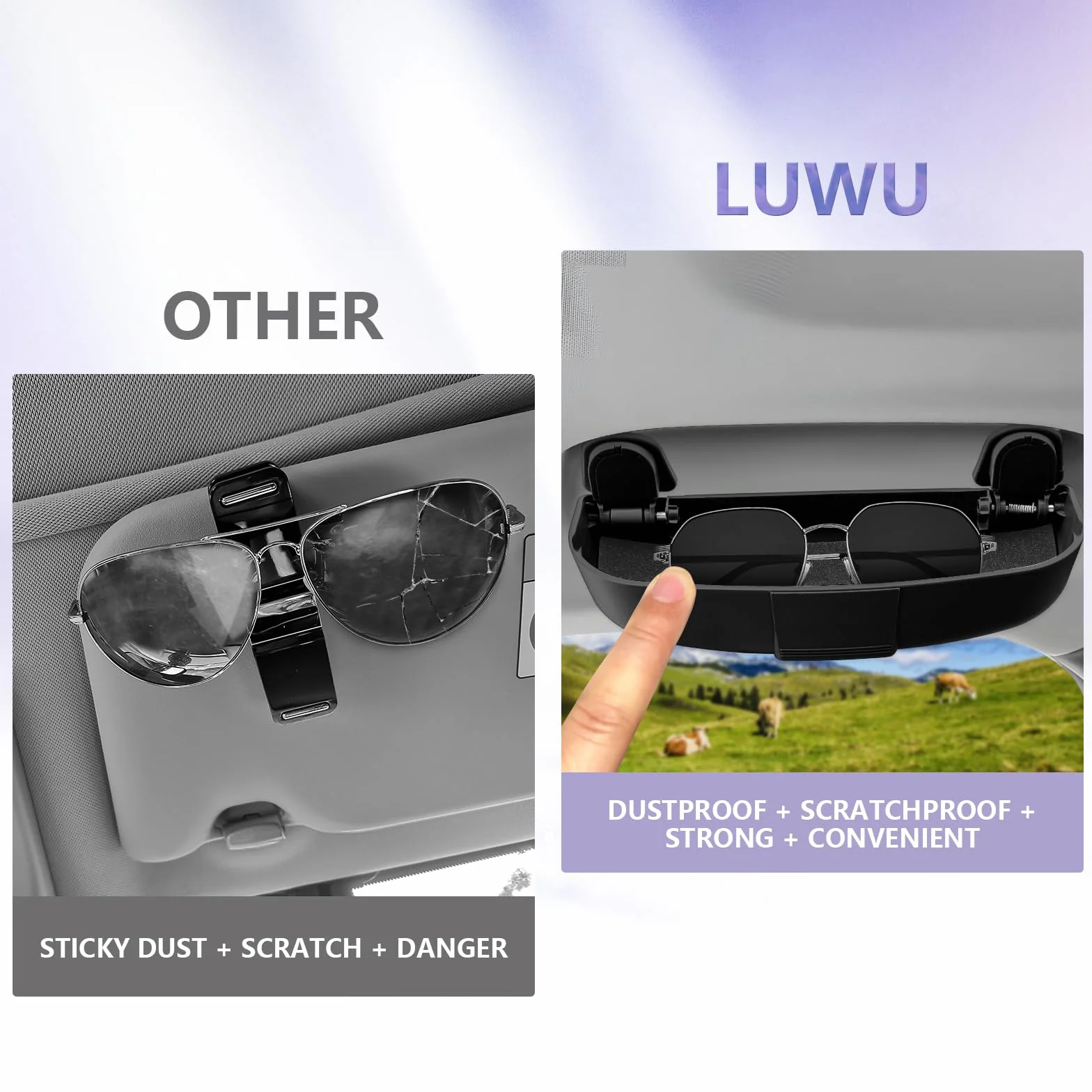 LUWU Pokrowiec na okulary przeciwsłoneczne dla Volv0 XC60 S60 V60 XC90 V90 S90 XC40 C40 2018-2024 Etui na okulary Volv0 M7 M8 Organizer na okulary przeciwsłoneczne do uchwytu do zawieszenia (czarny)
