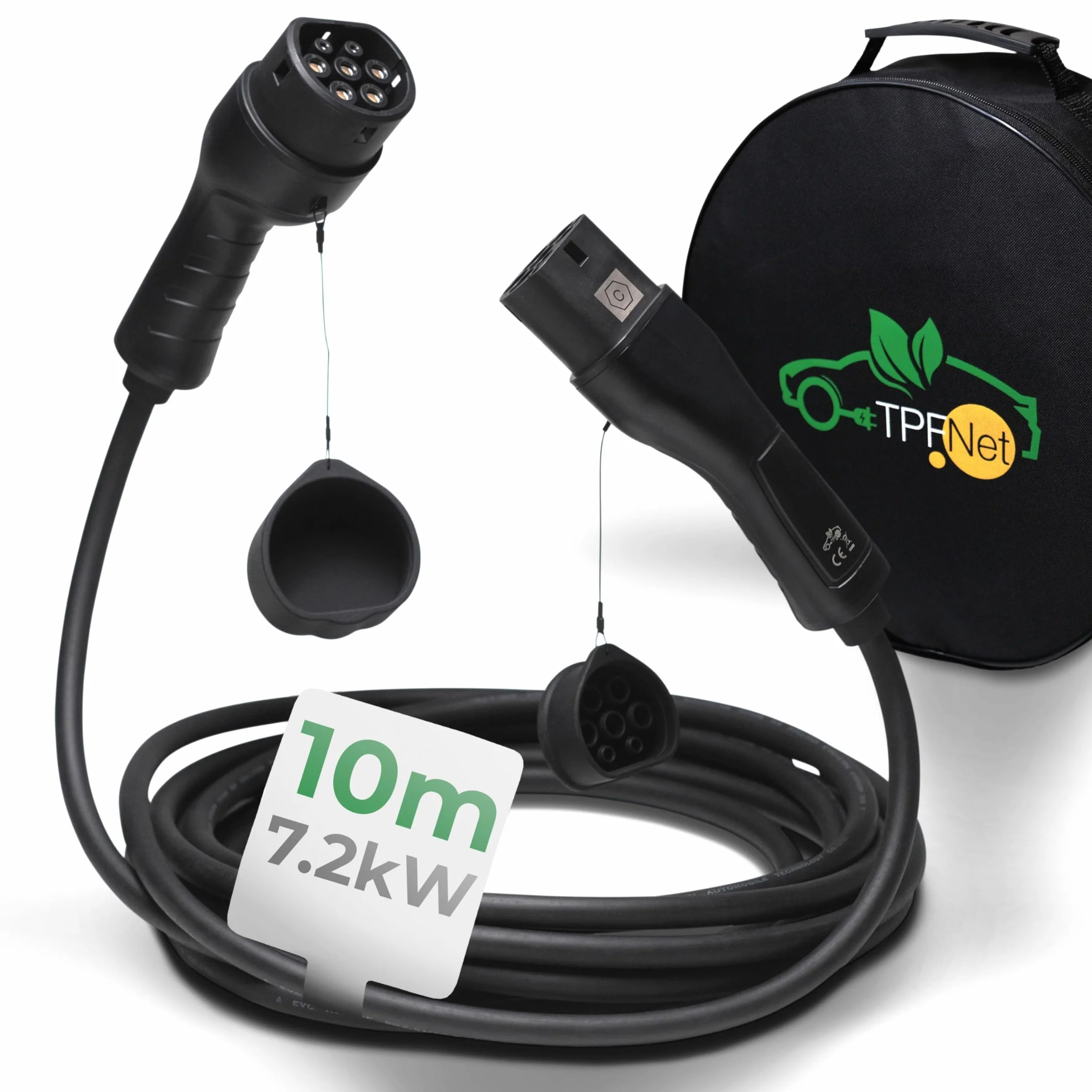 Kabel do ładowania typu 2, 10 m, do samochodu elektrycznego PHEV Hybrid 7,2 kW, 32 A, kabel do ładowania 1-fazowy, 10 m, kompatybilny z i3, iX, ID.3, ID.4, e-Golf, e-Up!, Leaf, Q4 E-Tron,