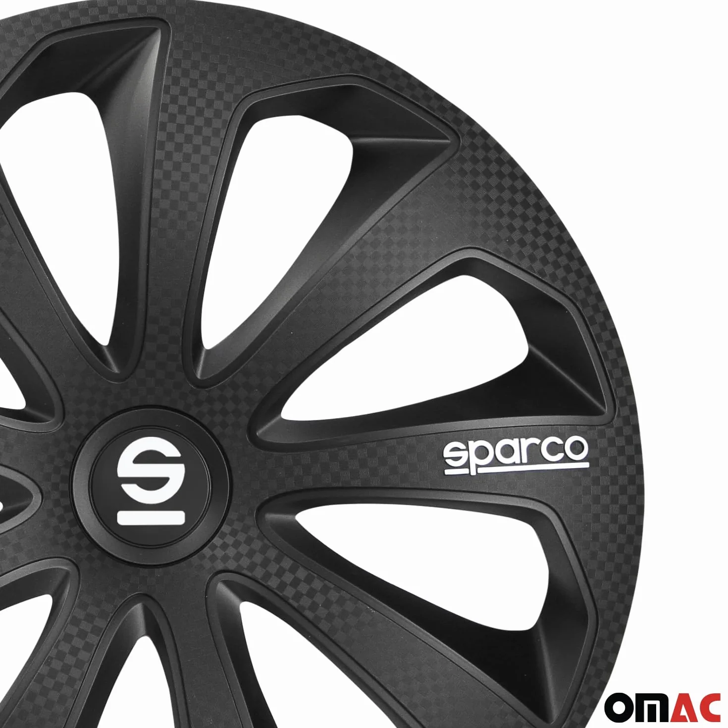 Sparco SP 1574BKC Zestaw kołpaków na koła Sicilia 15 w kolorze czarnym/karbonowym