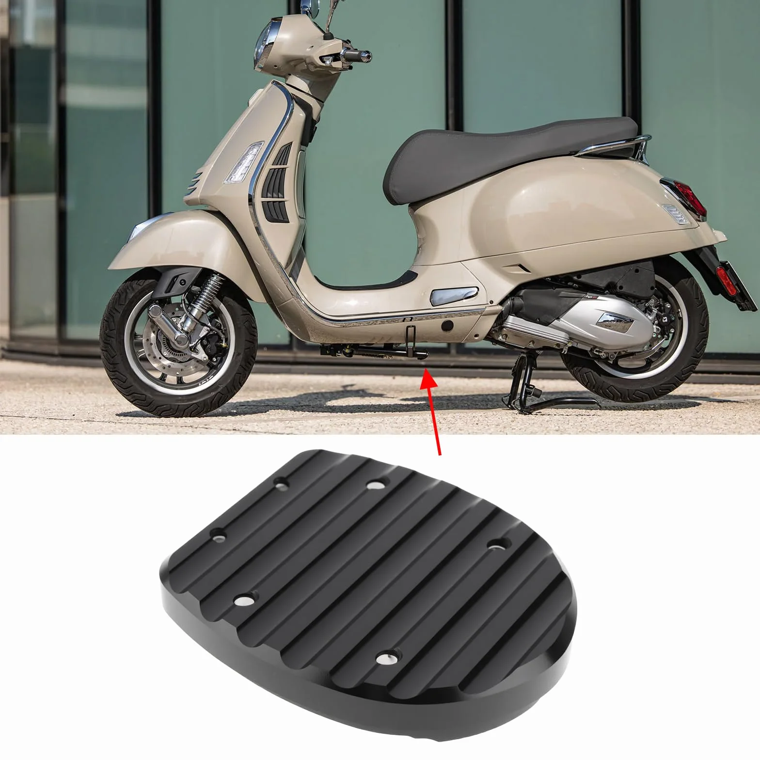 Podkładka przedłużająca do motocykla, podpórka boczna, kompatybilna z Vespa GTS GTV GT Beverly400s, czarna
