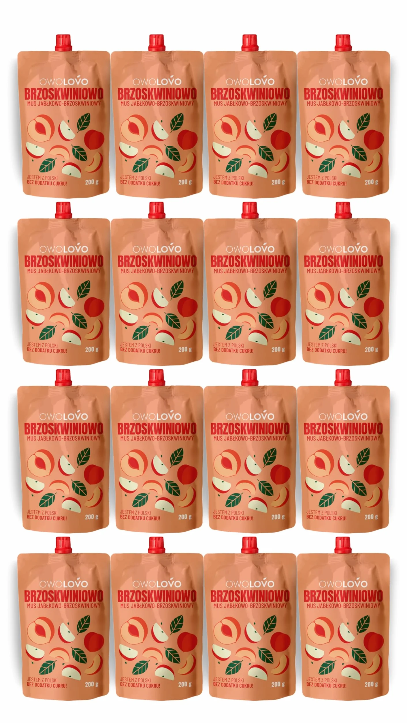 OwoLovo naturalny mus owocowy jabłkowo-brzoskwiniowy 16x200g