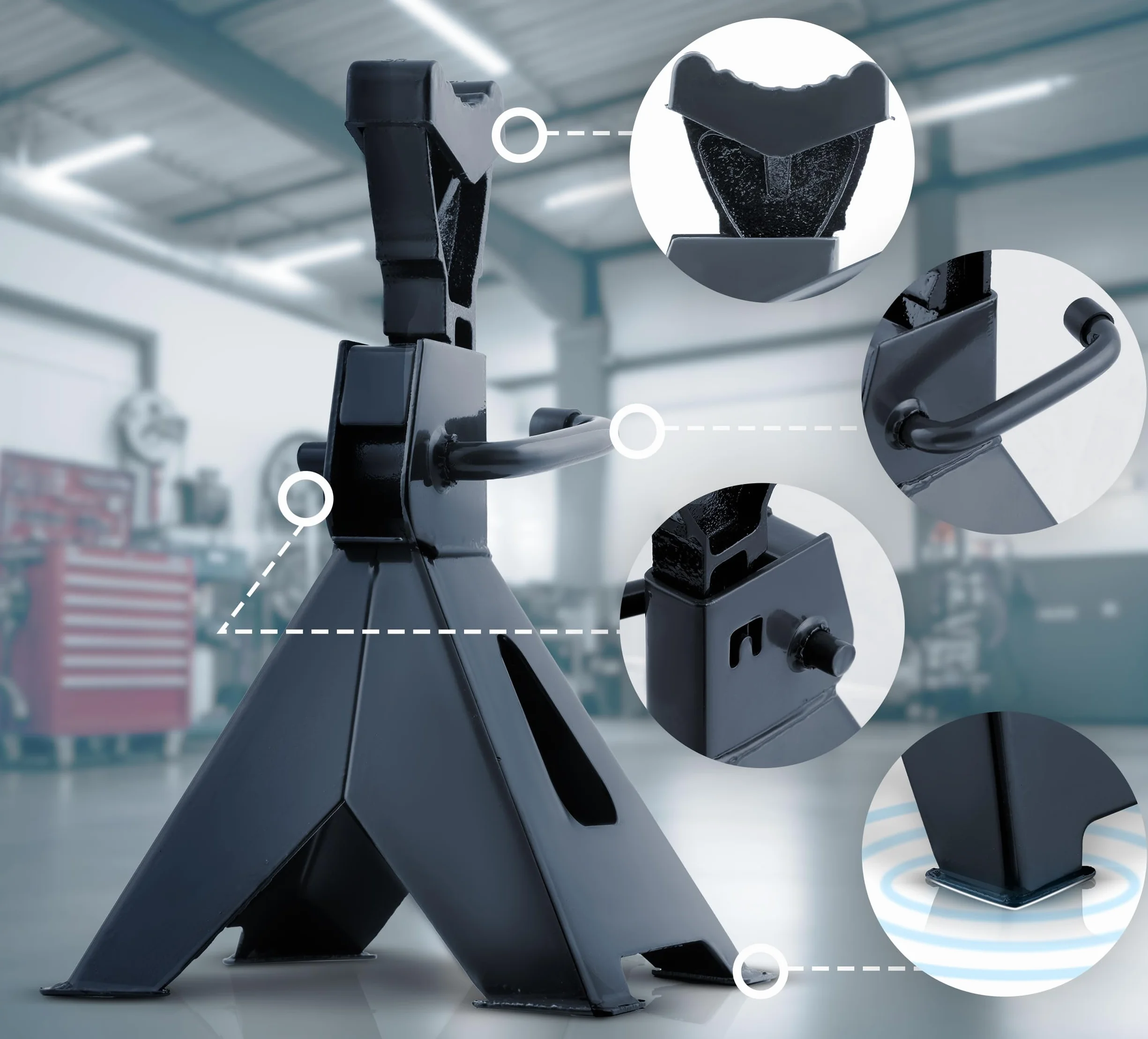 Humberg Kobyłki Samochodowe - 2 Sztuki - Stojaki Warsztatowe - Udźwig do 3 ton - Wysokość 260-400 mm - Stalowe Czarne
