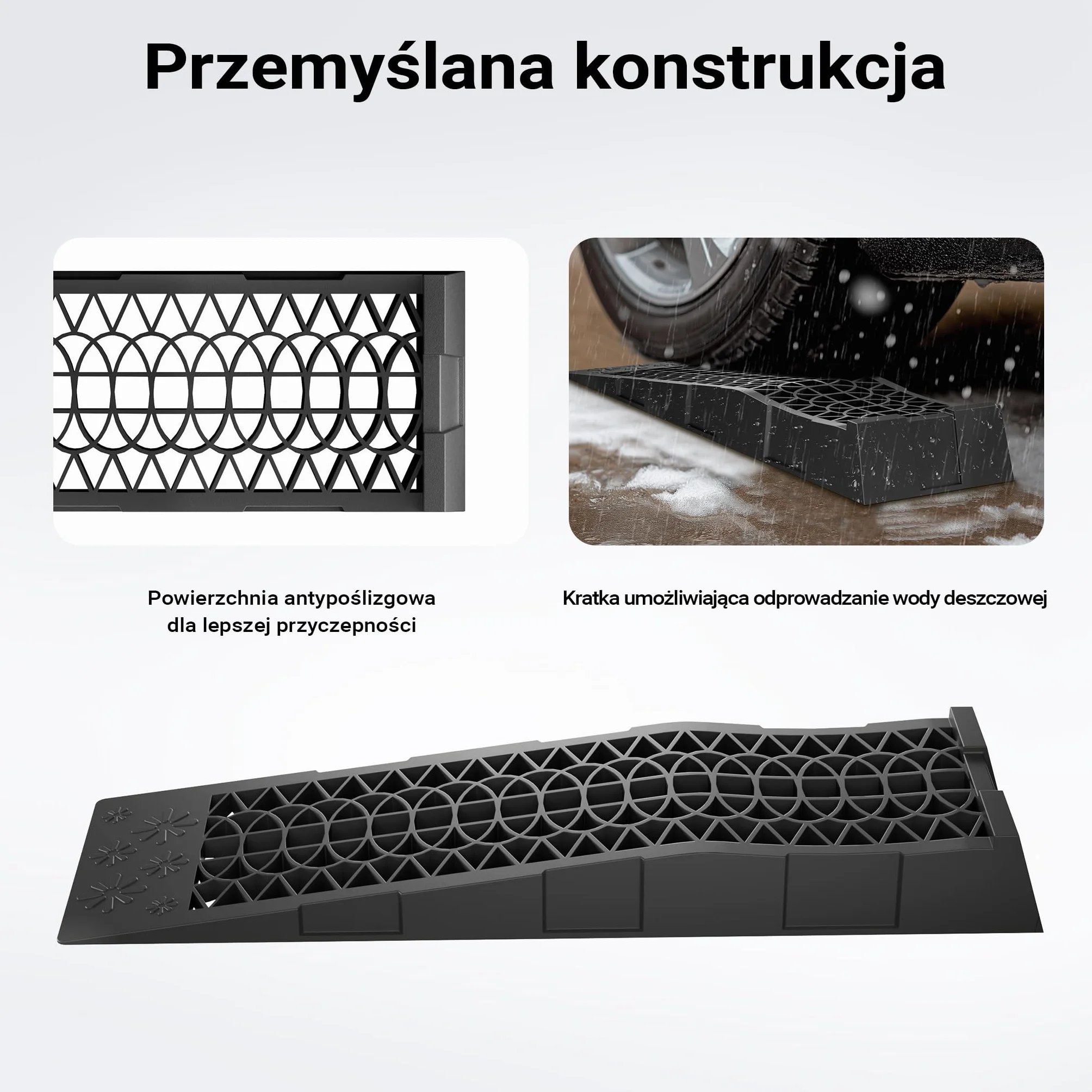 ‌XPOtool 2x Rampa wjazdowa 700x200x78mm bardzo płaska rampa samochodowa z tworzywa sztucznego do 3t
