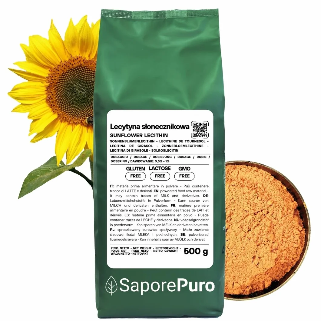 SaporePuro Leacytyna Słonecznikowa w Proszku 500 g Naturalny Emulgator Bezglutenowy