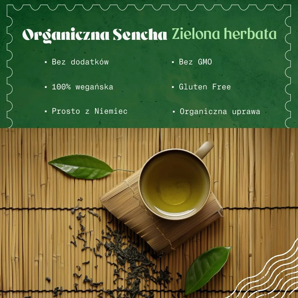 NaturaleBio Zielona Herbata Sencha Japońska Bio 200g - Organiczna Herbata Liściasta Pierwszego Zbioru