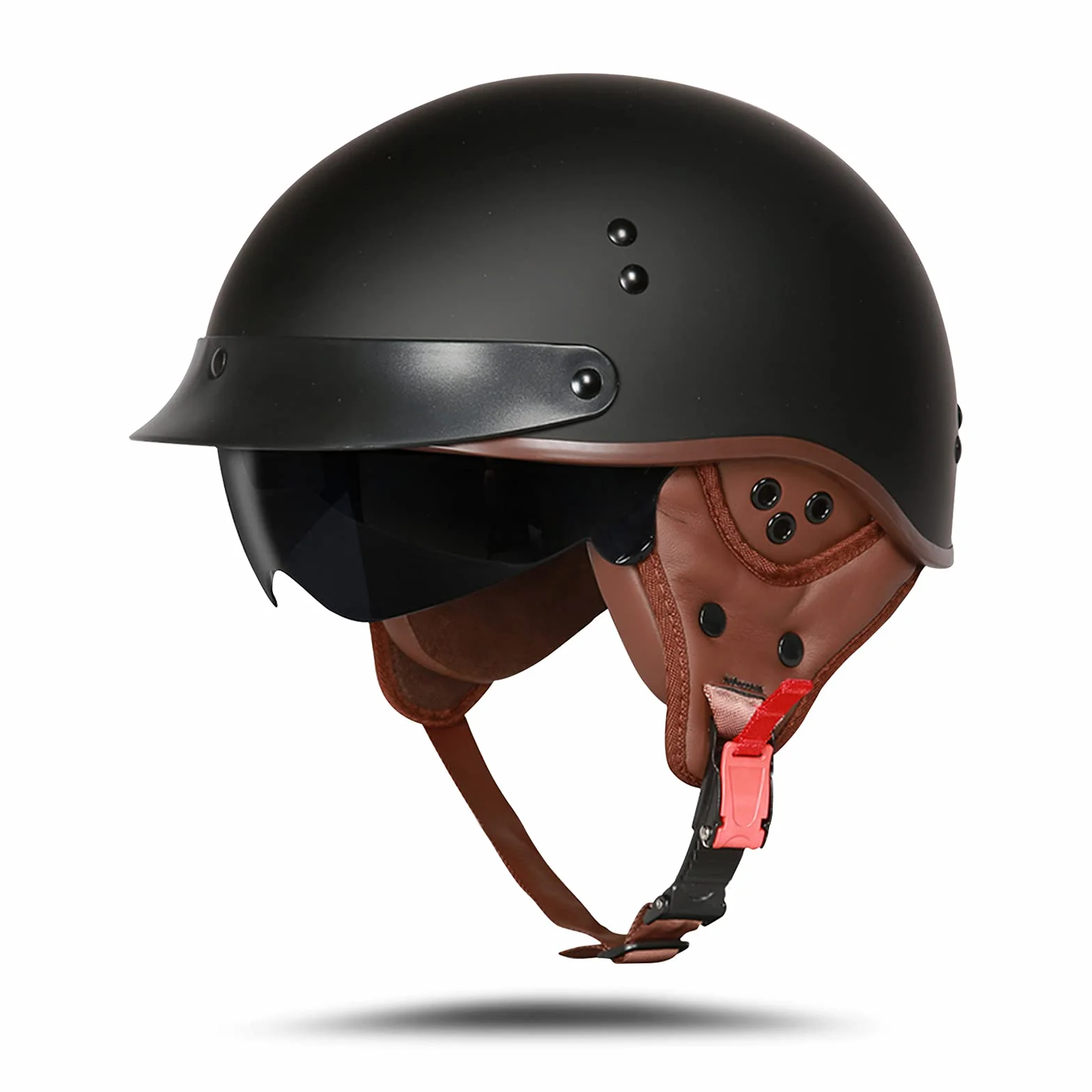 Kask motocyklowy z goglami ochronnymi, dopuszczony do użytku przez DOT/ECE, kask na skuter, motorower, chopper, vintage