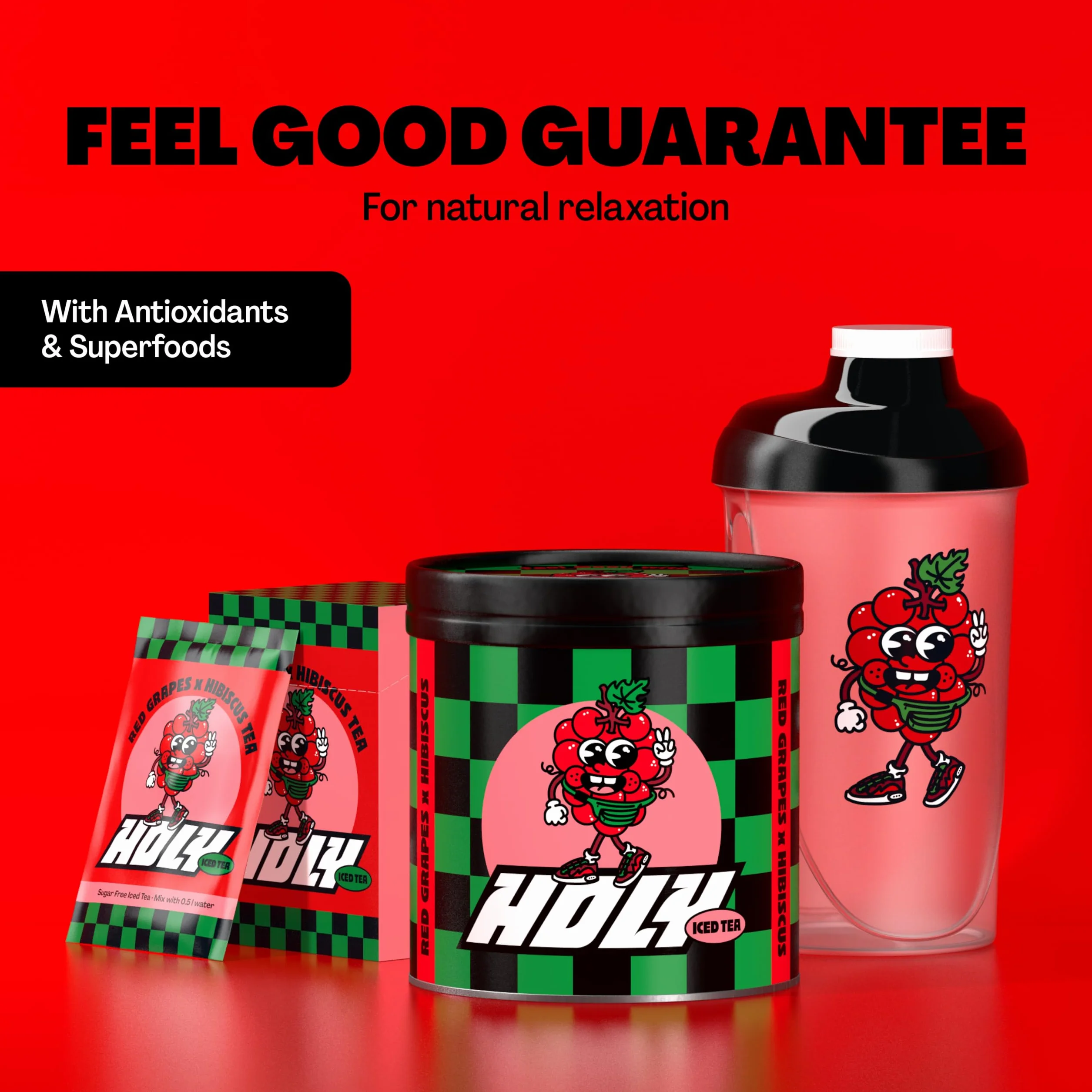 HOLY Iced Tea Czerwone winogrona hibiskus 50 porcji Bezcukrowa mrożona herbata Wegańska