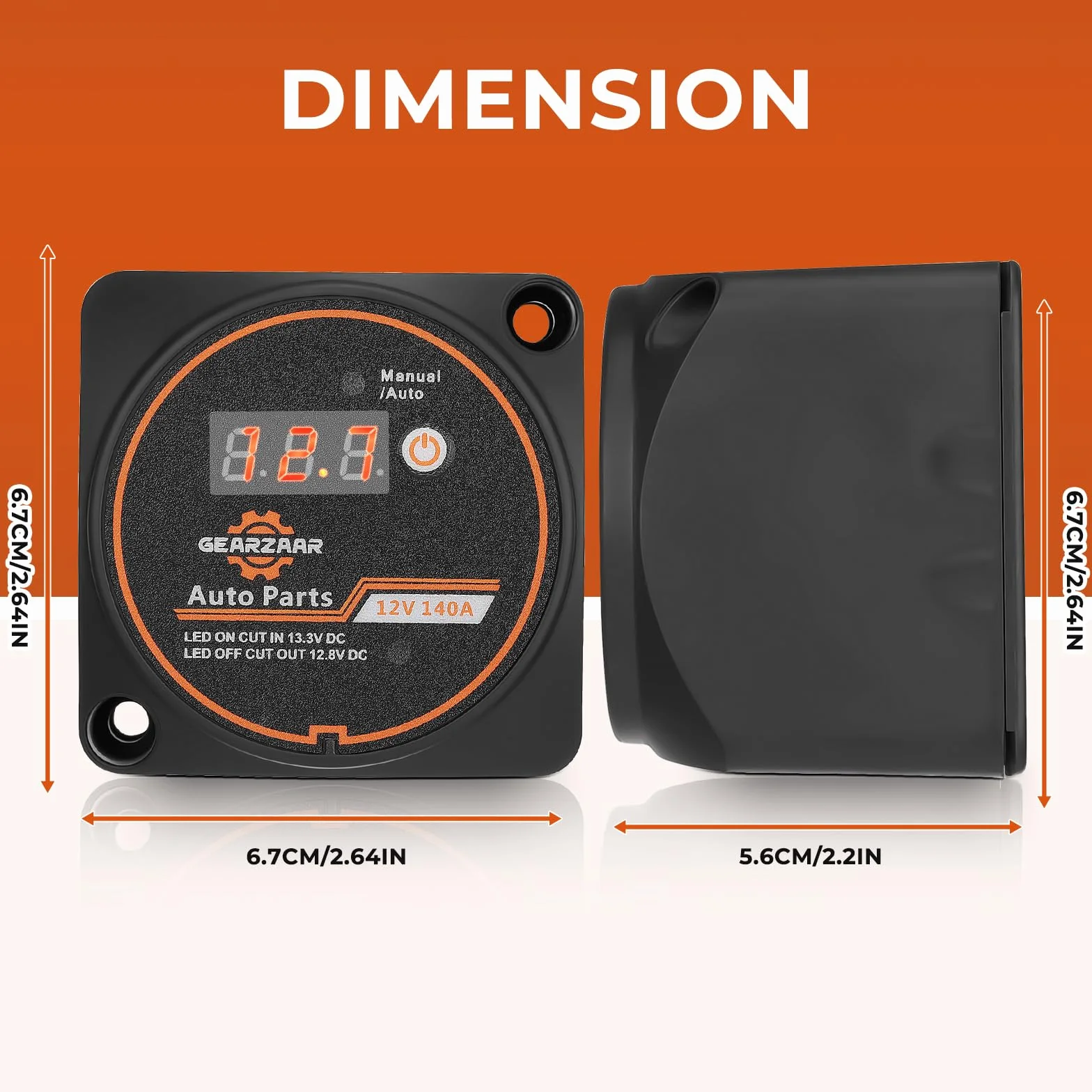 GEARMONSTER 12 V/140 A BSR w pełni automatyczny przekaźnik odłączający do akumulatora z wyświetlaczem LCD, przekaźnikiem do ładowania samochodów kempingowych, wrażliwych na napięcie, VSR Dual Battery