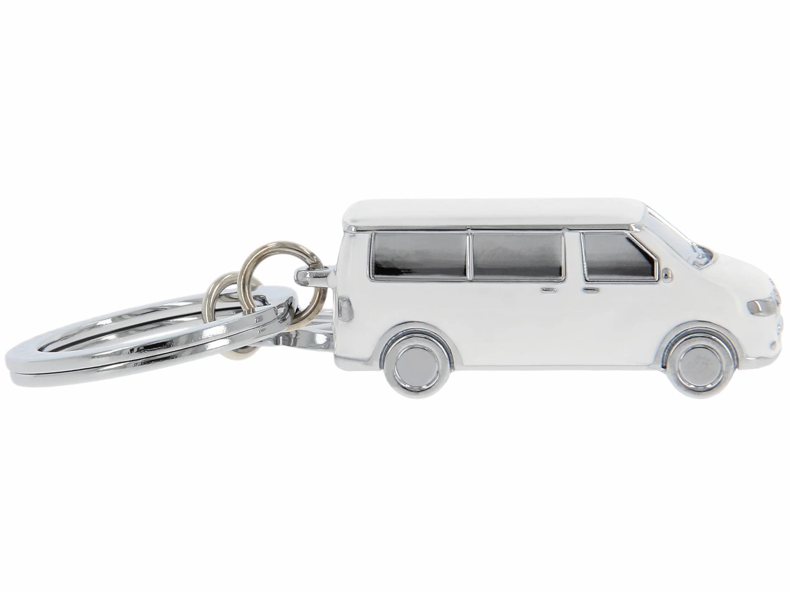 BRISA VW Collection – Volkswagen 3D metalowy breloczek do kluczy, pierścień do kluczy, akcesoria w stylu T5/T6 Bulli Bus (Classic Bus/srebrny)