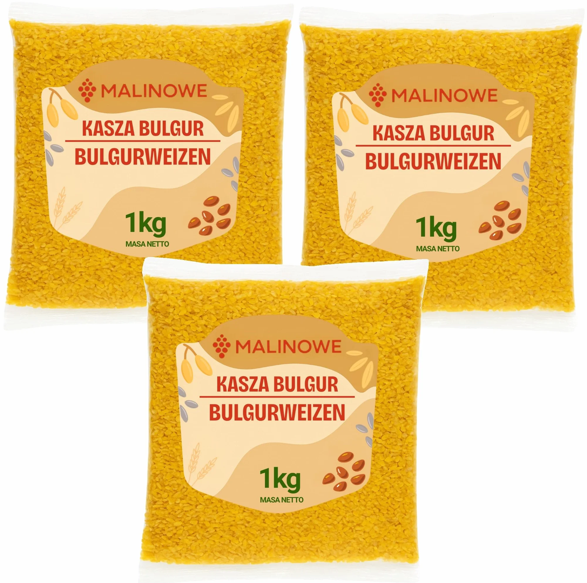 Malinowe KASZA BULGUR 3x1kg Zdrowa Naturalna