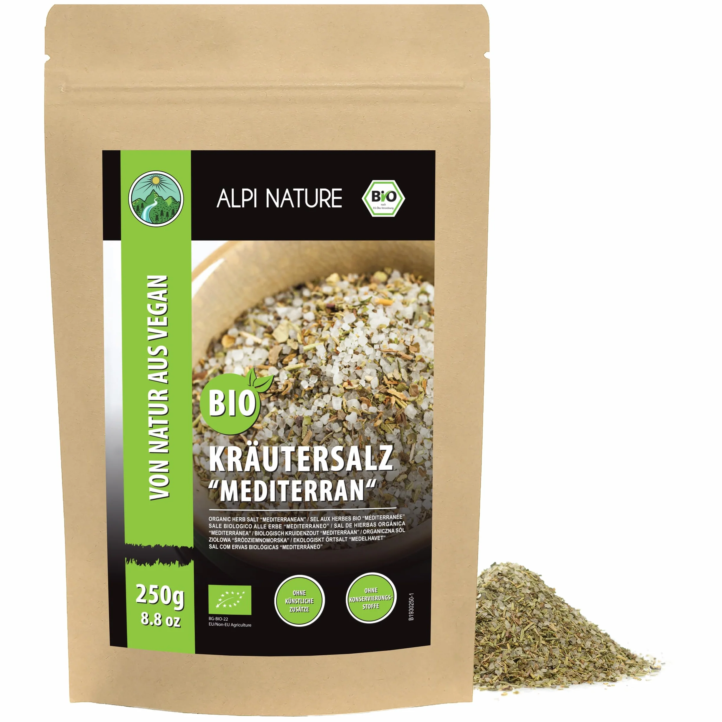 Alpi Nature Ekologiczne Śródziemnomorskie Zioła i Przyprawy 250g, Śródziemnomorska Sól Ziołowa