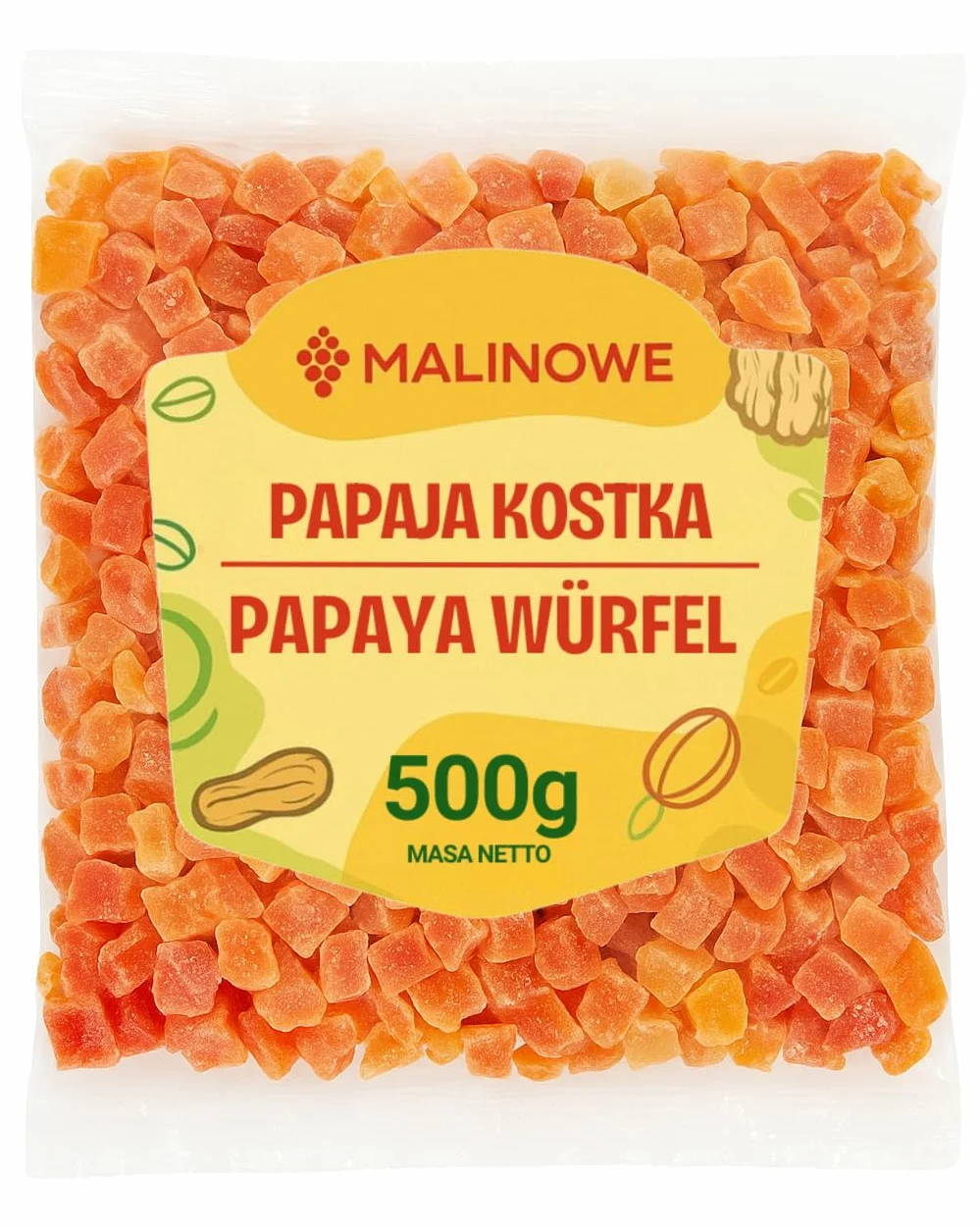 Kandyzowana Papaja Kostka 500g