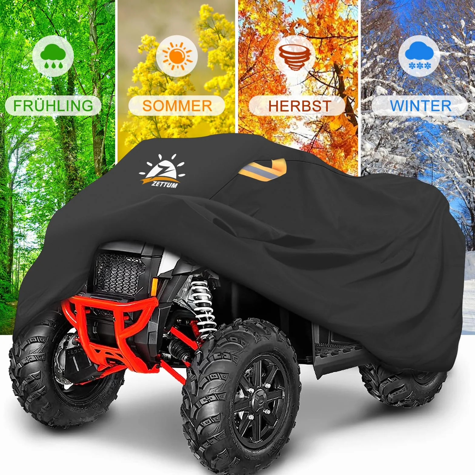 Zettum Pokrowiec Quad Cover ATV - 241 CM Pokrowiec na samochód ATV 600D PU Wytrzymały i wodoodporny, pokrowiec na pojazd zewnętrzny, do pojazdów Polaris, Honda (241 dł. x 121 szer. x 121 wys. CM)