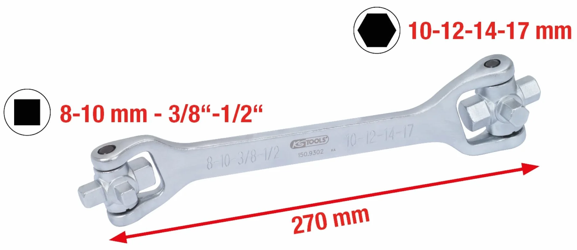 KS Tools 150.9302 8 w 1 Klucz do wymiany oleju 270 mm