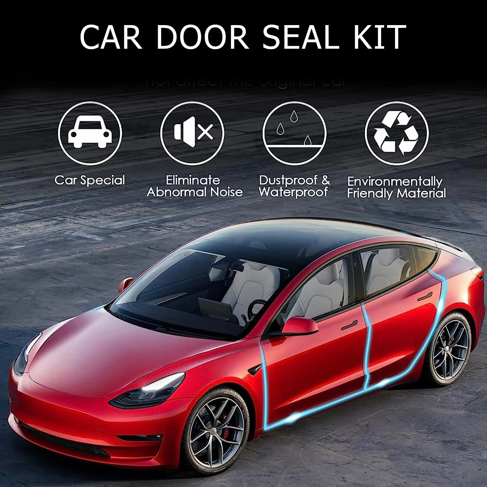 TOPABYTE Zestaw uszczelek do drzwi Tesla Model Y 2020-2024 dźwiękoszczelna gumowa uszczelka przeciwwiatrowa zestaw do redukcji szumów