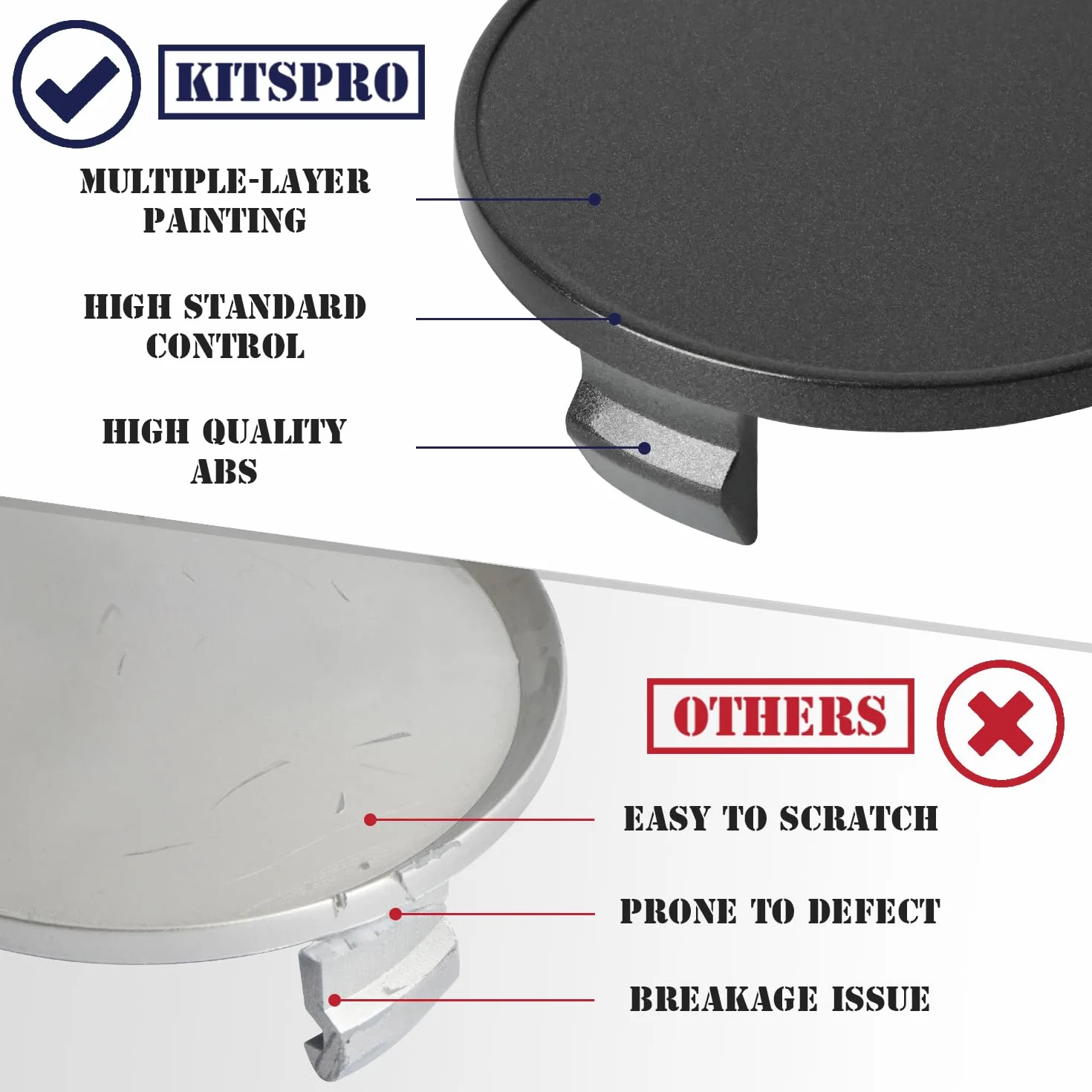 KitsPro osłona piasty 62 mm nakładki środkowe koła zestaw 4 sztuk czarny matowy