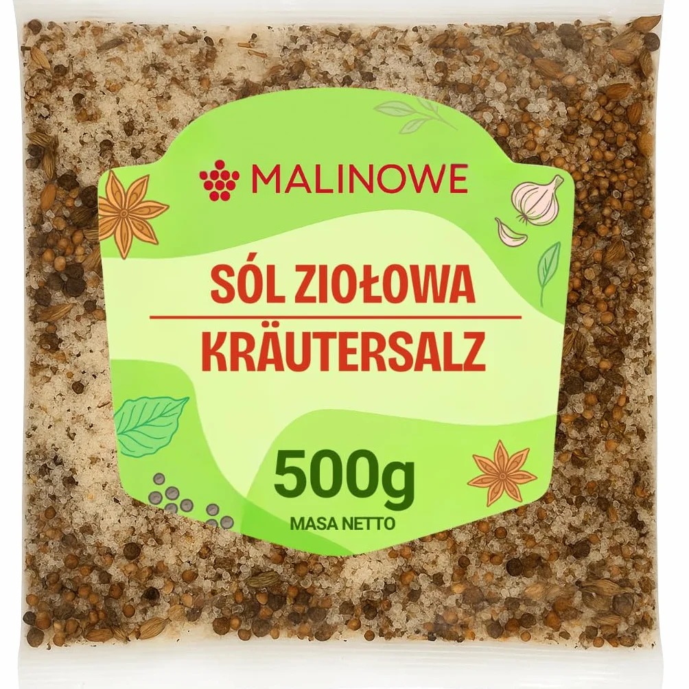 Sól Ziołowa Malinowa 500g Aromatyczna Sól z Dodatkiem Ziół