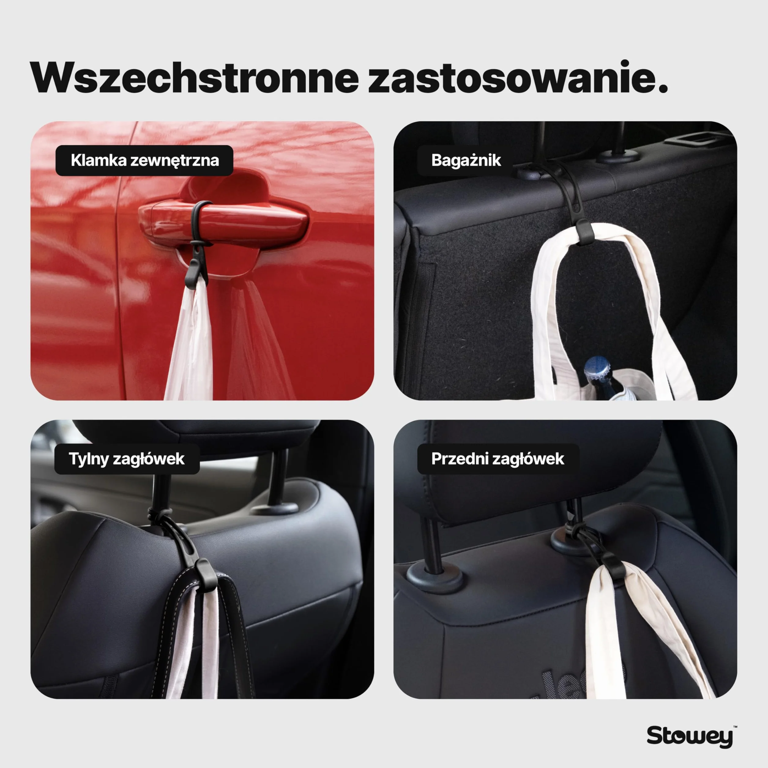 Car Hook Wieszak na ubrania do samochodu – obowiązkowy dodatek do samochodu, do przechowywania kurtki i torby, wieszak na ubrania do samochodu i zagłówka, gadżety samochodowe dla kobiet i mężczyzn, 2