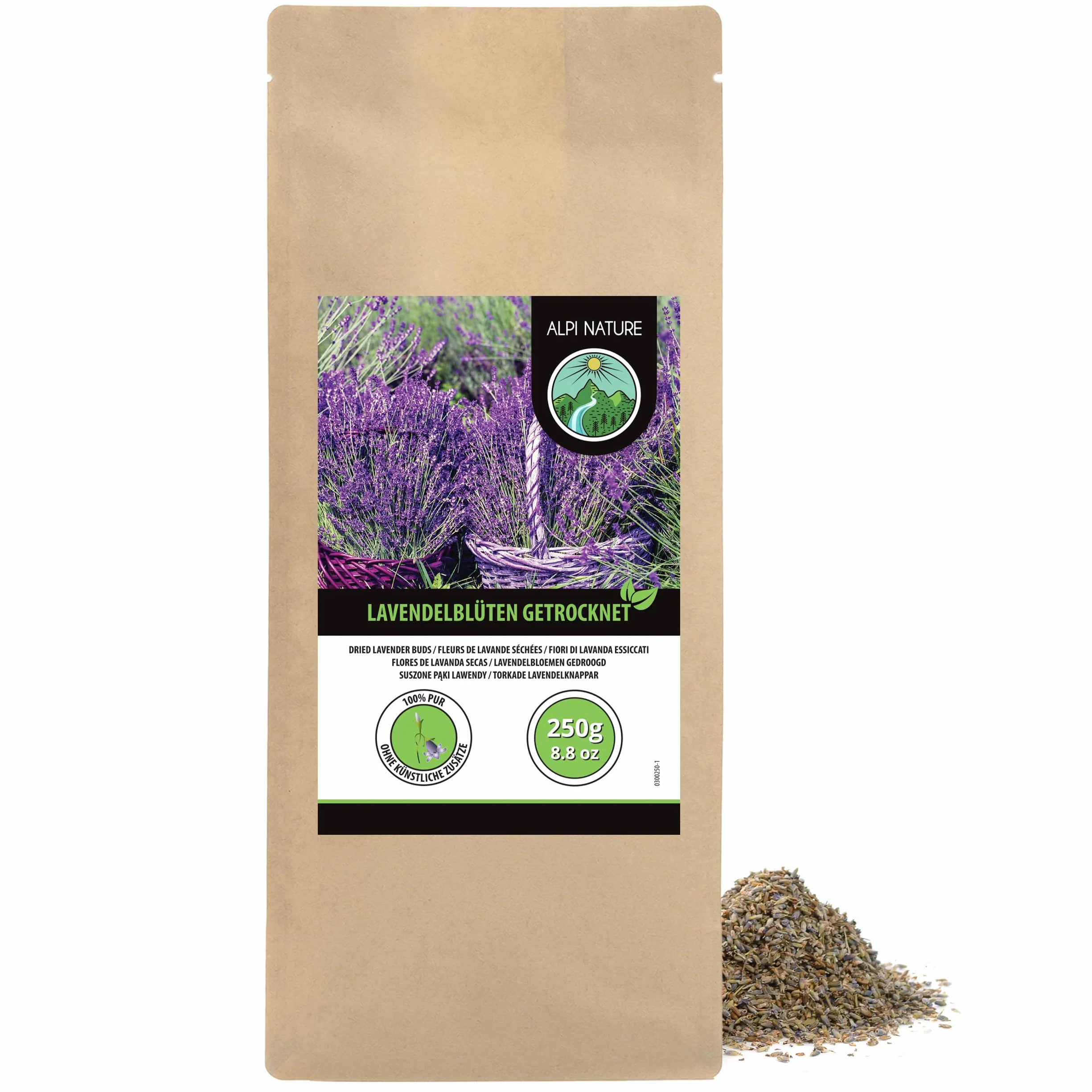 Alpi Nature Herbata Lawendowa 250g, Suszone Kwiaty i Pąki Lawendy, Herbata Liściasta z Kwiatów Lawendy