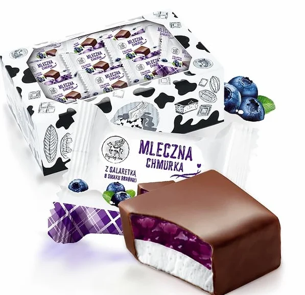 Cukierki Mleczna Chmurka z Galaretką o smaku Borówkowym AIM 1 kg Shipsy Block