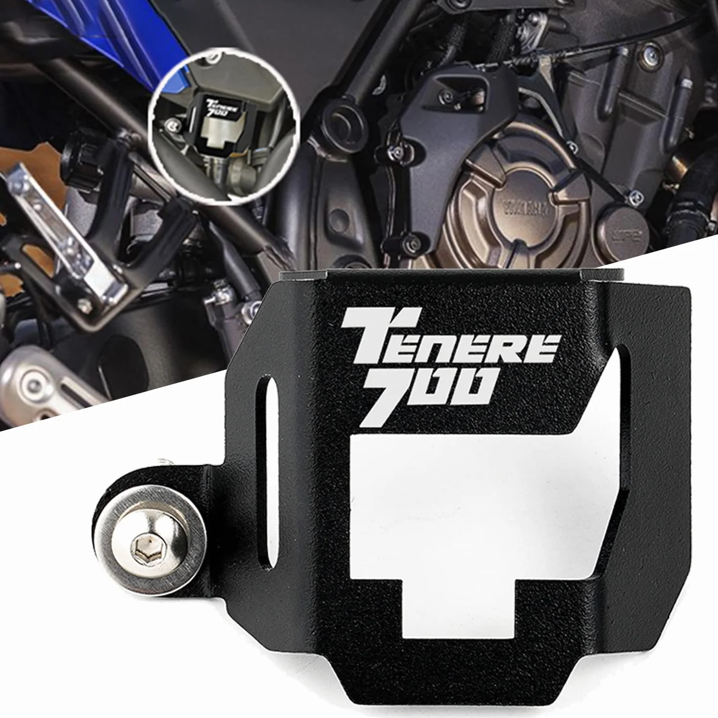 Dla YAMAHA TENERE 700 T700 2019 2020 2021 2022 akcesoria motocyklowe tylny zbiornik płynu hamulcowego + osłona czujnika ABS + osłona pięty