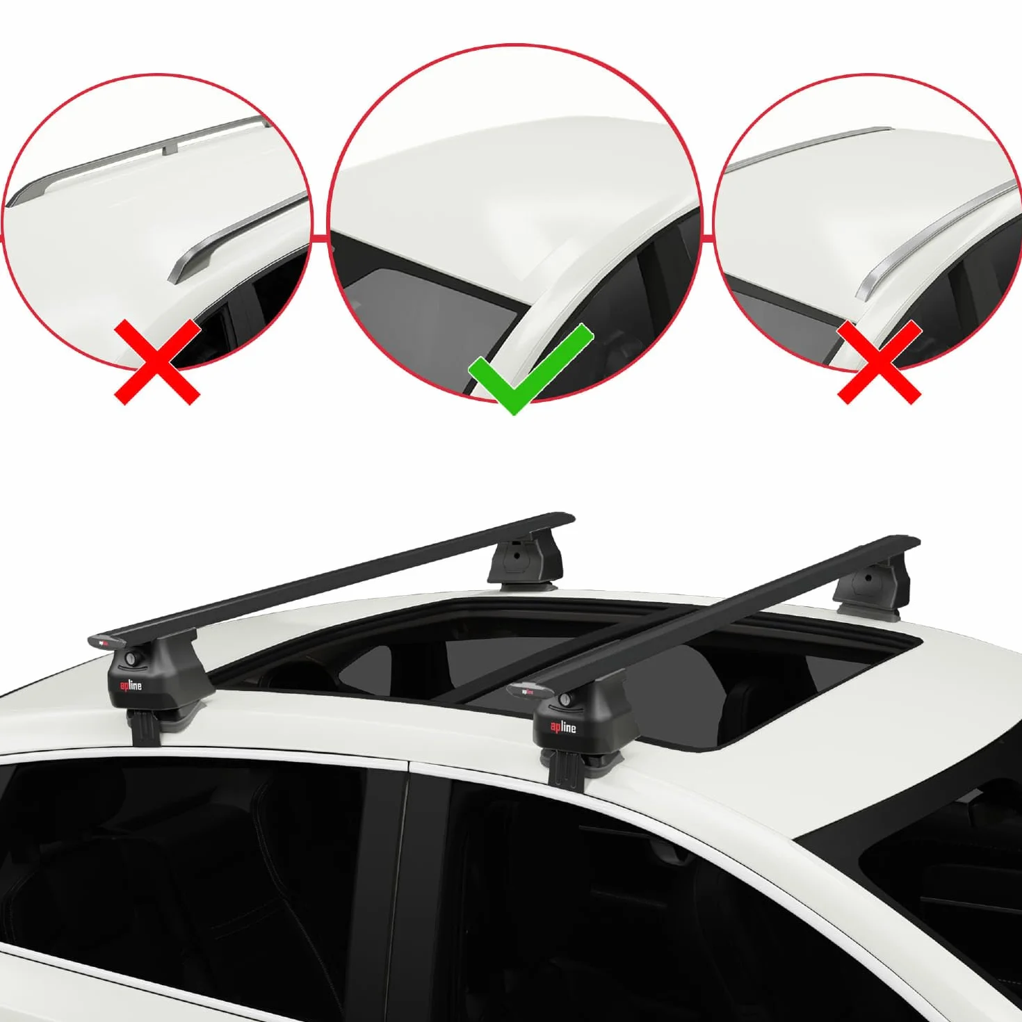 Kompatybilny z Opel/Vauxhall Crossland X 2017-2020 Bars ACE-4 Bagażnik Dachowy CZARNY