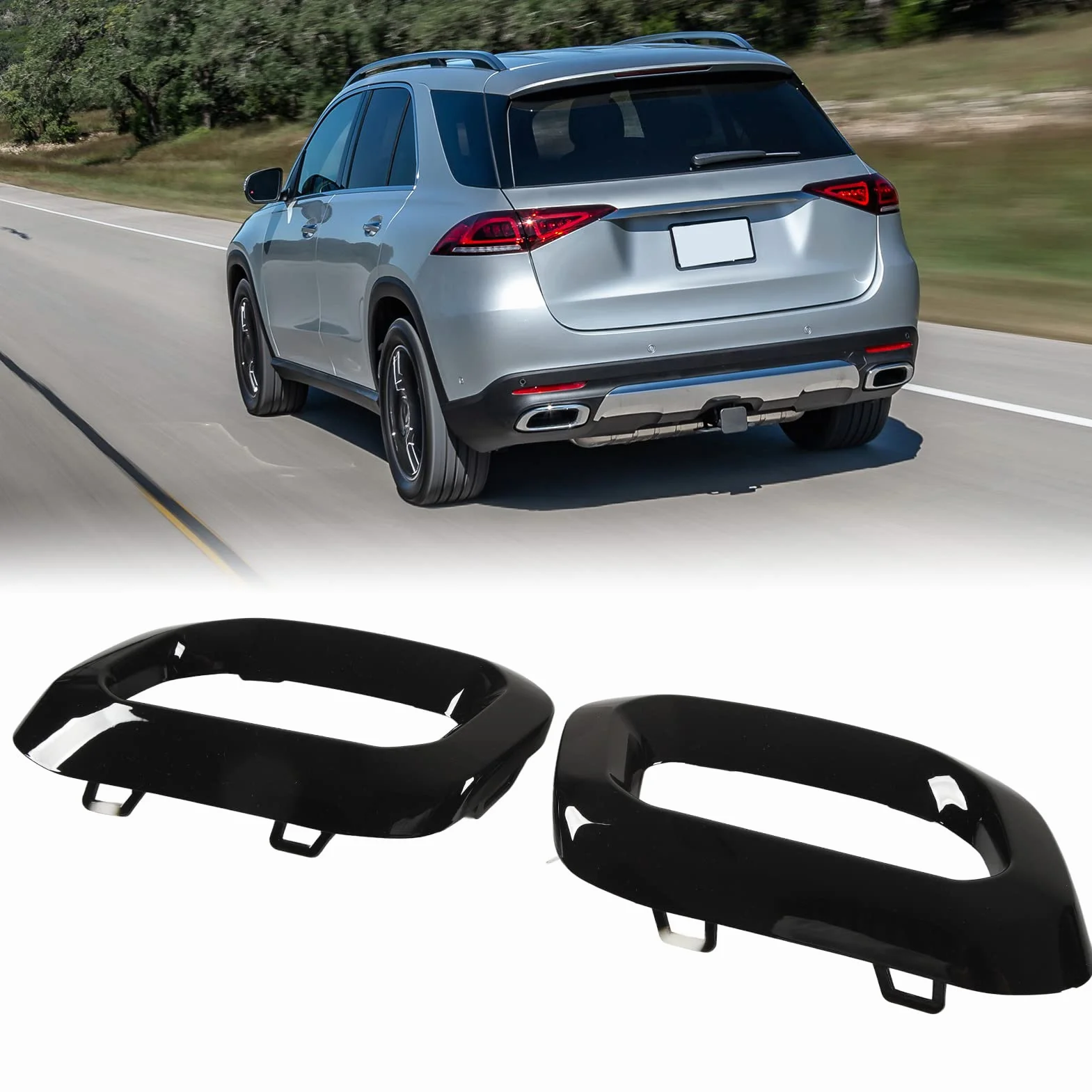 Końcówka Rury Wydechowej Osłona Rury, Osłona Końcówki Rury Wydechowej Wykończenia Bezel Pasuje do GLC GLE Klasa GLS X253 C253 W167 V167 C167 X167 Linia 2020-2023 (Czarny błyszczący)