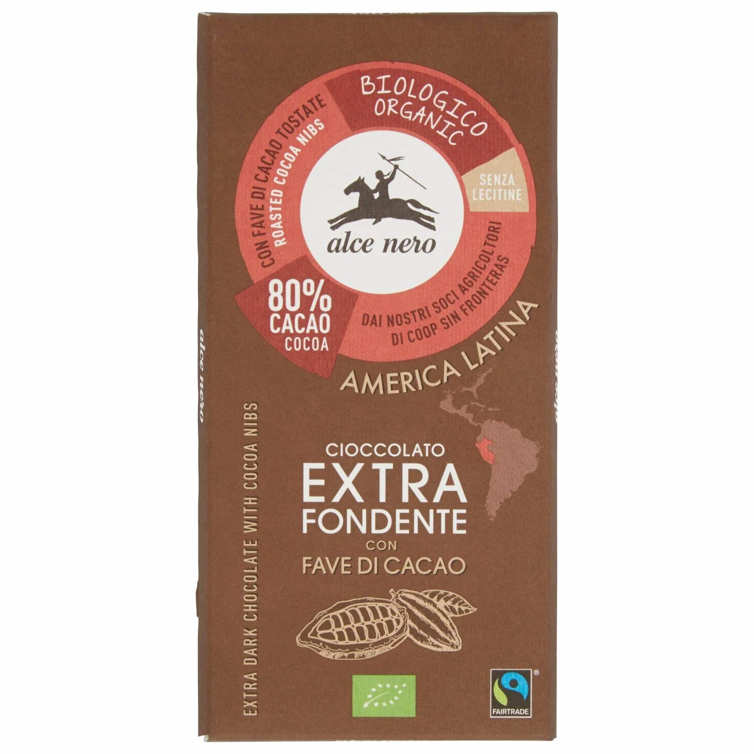 Czekolada gorzka z kawałkami kakao FAIR TRADE BIO 100 g - ALCE NERO