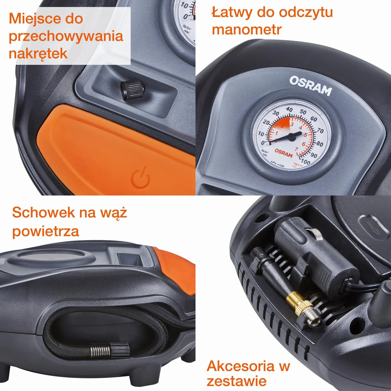 OSRAM TYRE inflate 200, Szybki kompresor do opon ze zwijanym kablem, OTI200, 11,1 V