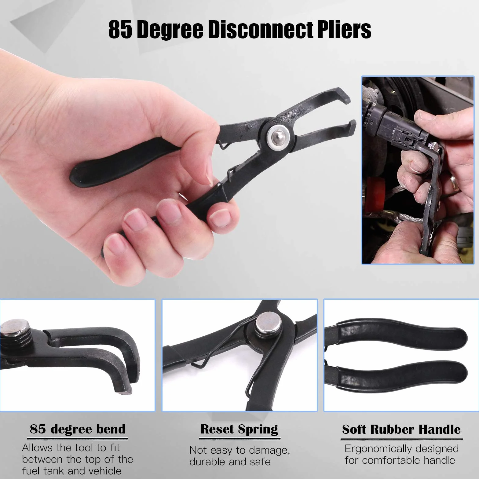 Glarks Fuel Line Pliers Set 9 Inch Fuel Filter Caliper Pipe Clamp Clip Disconnect Pliers for Auto Maintenance