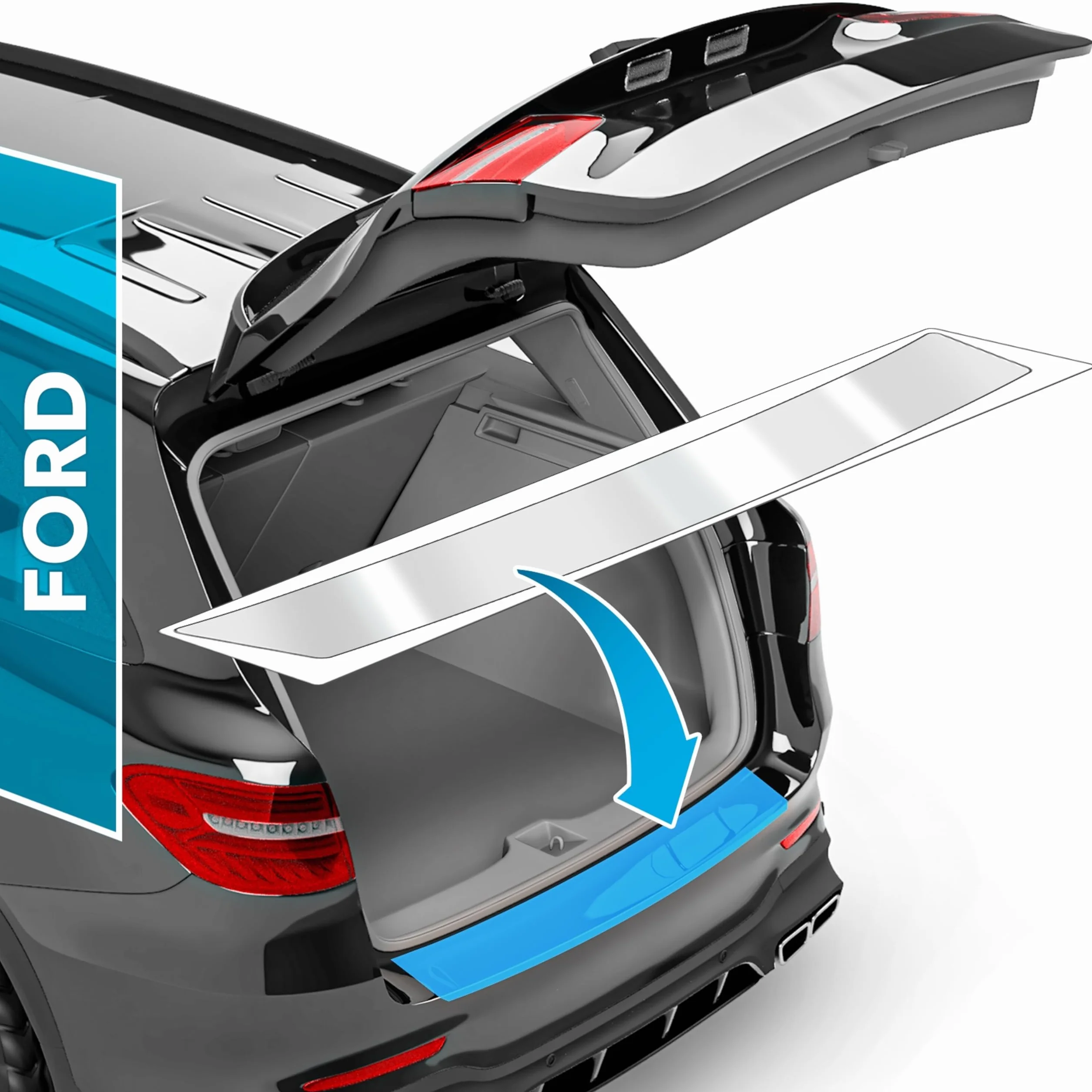 uProtect folia ochronna na krawędź załadunkową kompatybilny z Ford Focus Turnier 4 (IV) HP I 2018-2025 - ochrona przed zarysowaniami, folia ochronna na lakier - przezroczysty błyszczący