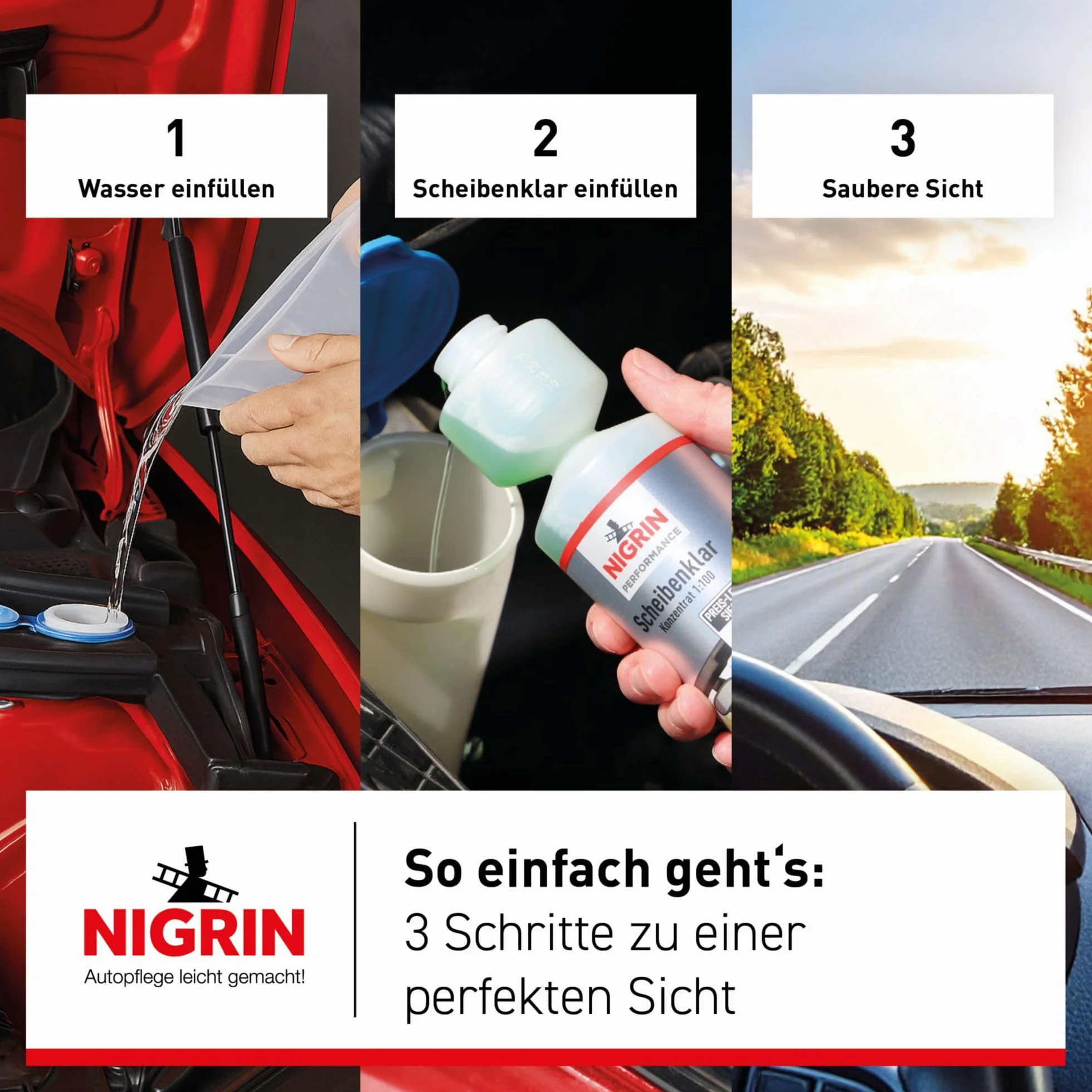 NIGRIN Scheibenklar koncentrat 1:100, 250 ml, bezbarwny