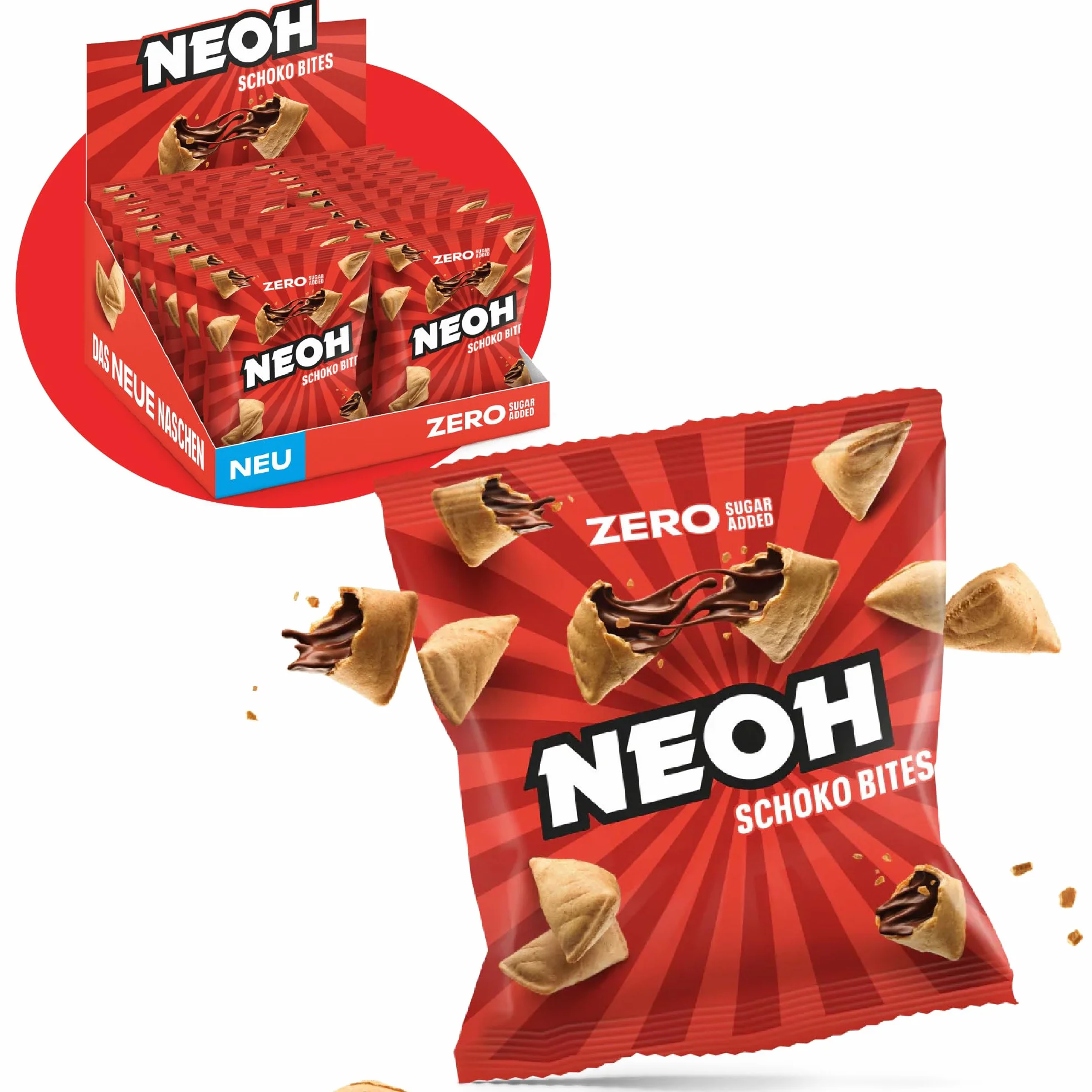 NEOH Low Carb Keto Bites Czekolada - 1 g Cukier / 104 kcal - Bez dodatku cukru - 29 g (Opakowanie 20 sztuk) - Chocolate