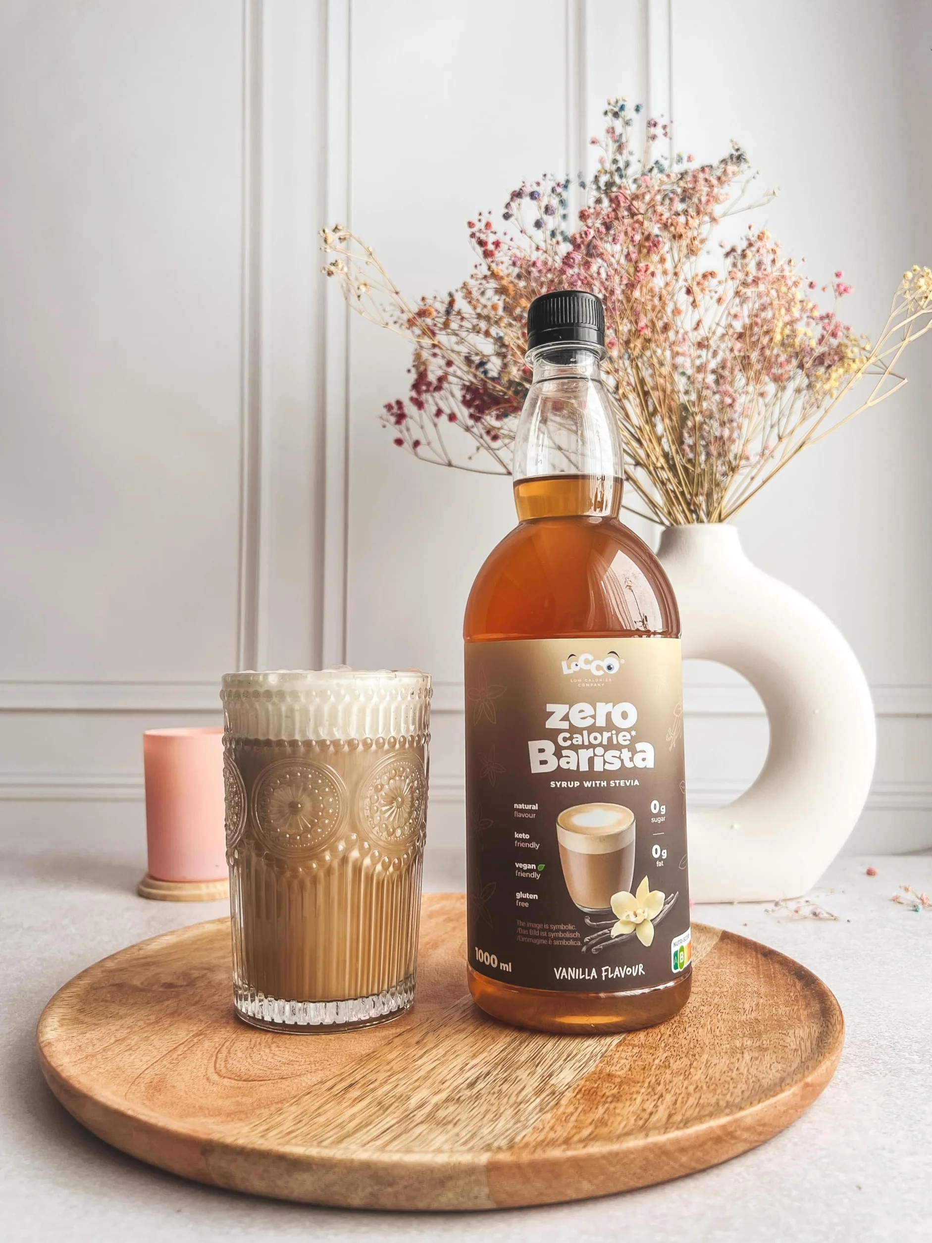LoCCo Bezkaloryczny Syrop Barista do Kawy ze Stewią – Zero Kalorii, Bez Cukru, Keto, Bezglutenowy, Wegański (Smak Waniliowy) 1L